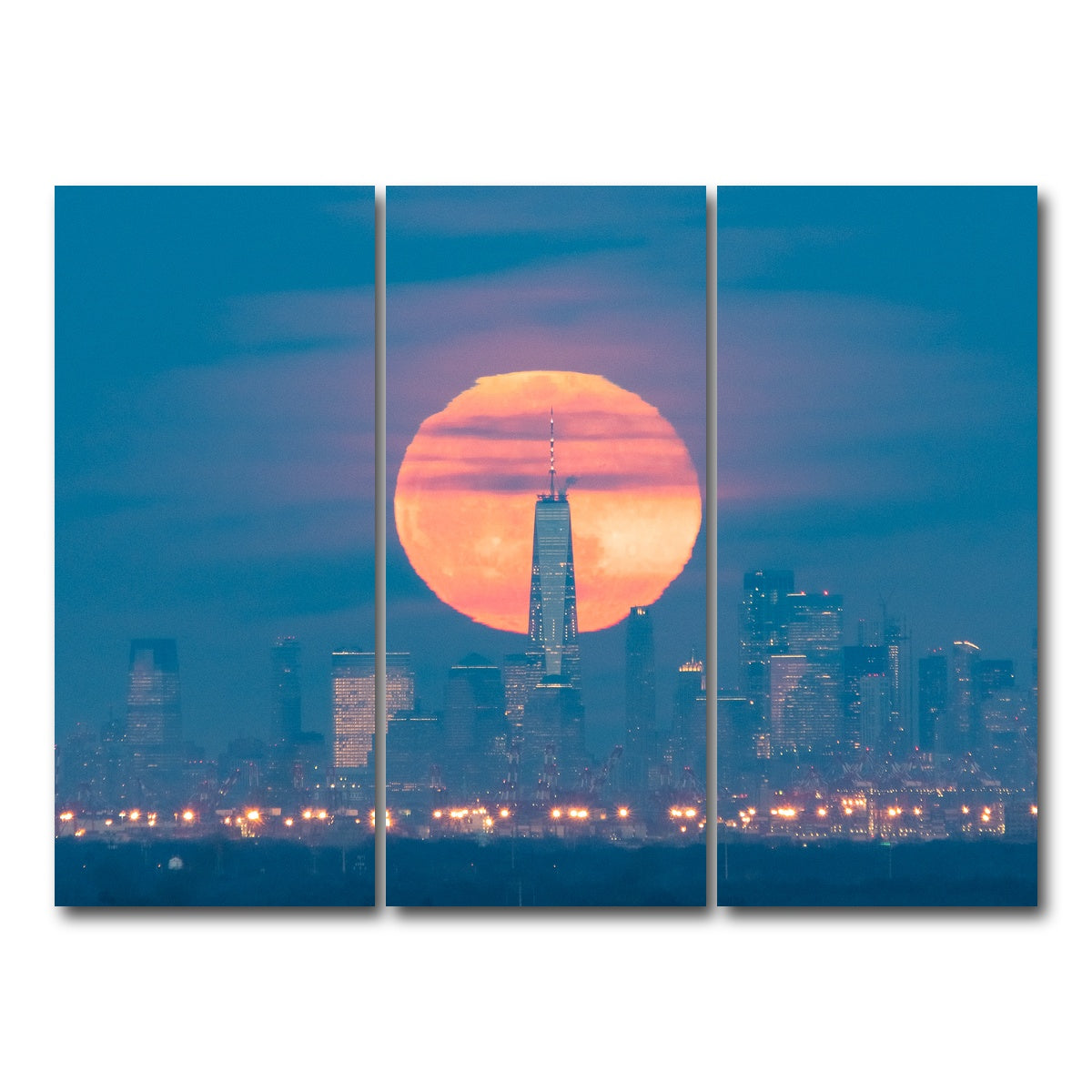 AUTO-MOCKUP WHITE | New York Sun Skyline | 3 Piece | Gallery Wrap Canvas | group=8x18