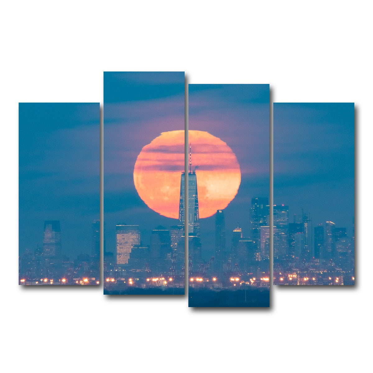AUTO-MOCKUP WHITE | New York Sun Skyline | 4 Piece | Gallery Wrap Canvas | group=4_normal