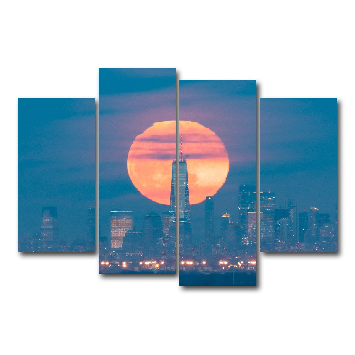 AUTO-MOCKUP WHITE | New York Sun Skyline | 4 Piece | Gallery Wrap Canvas | group=4_short