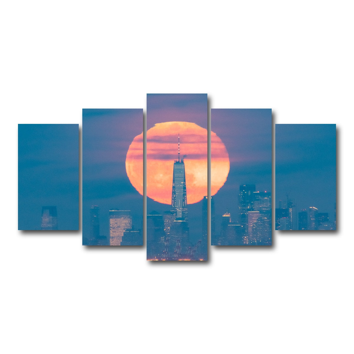 AUTO-MOCKUP WHITE | New York Sun Skyline | 5 Piece | Gallery Wrap Canvas | group=5_normal