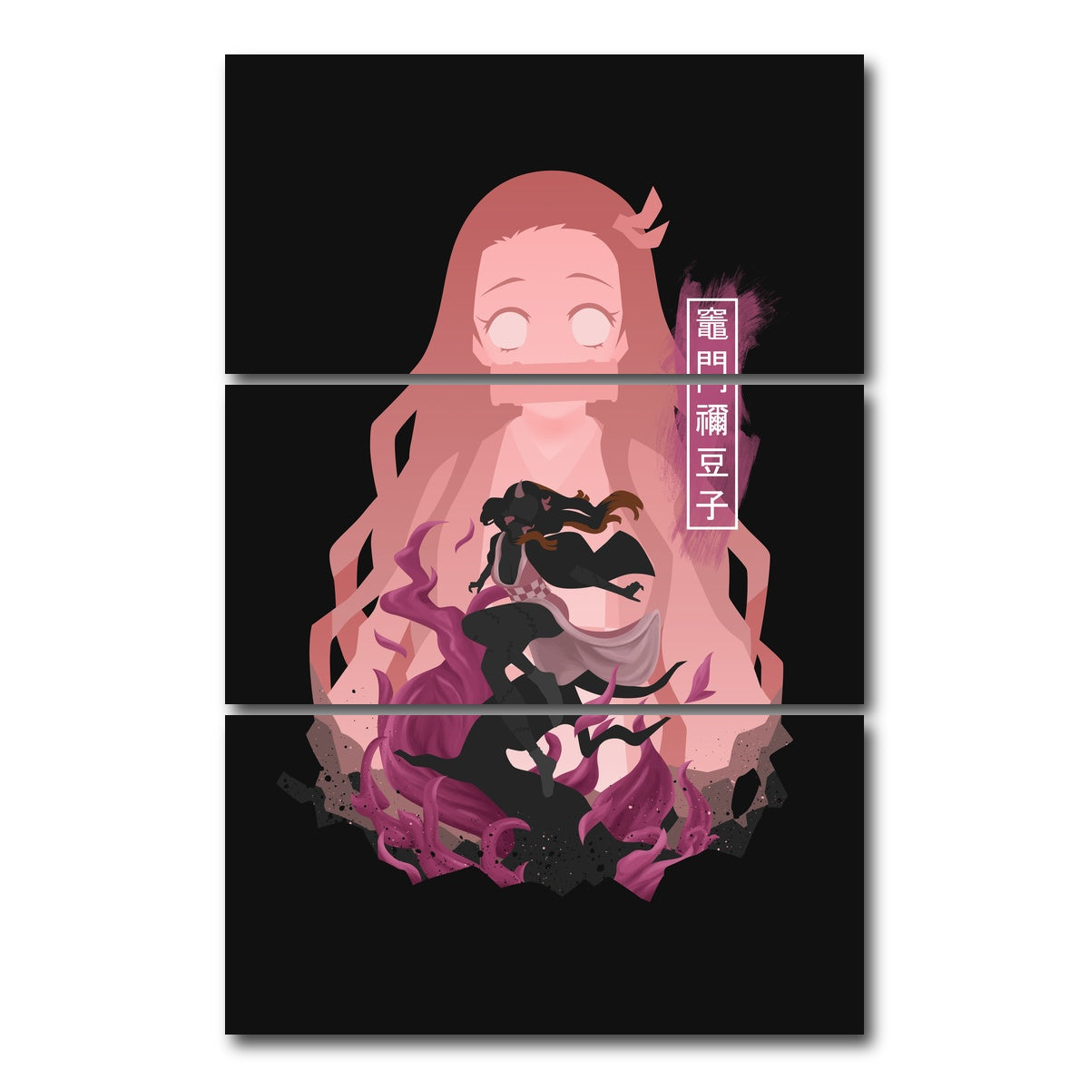 AUTO-MOCKUP WHITE | Nezuko | 3 Piece | Gallery Wrap Canvas | group=12x24_stacked