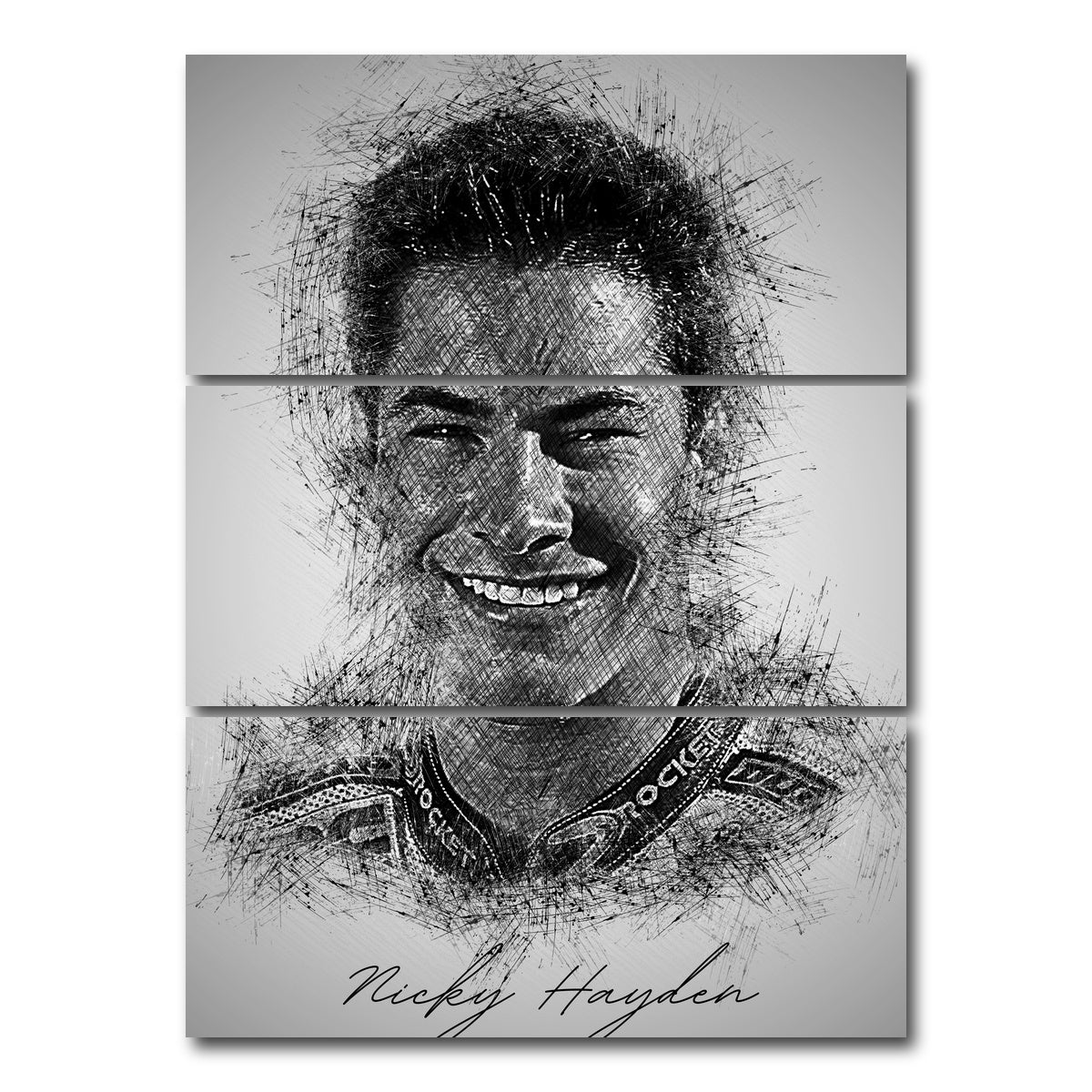 AUTO-MOCKUP WHITE | Nicky Hayden | 3 Piece | Gallery Wrap Canvas | group=8x18_stacked