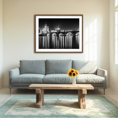 AUTO-MOCKUP ROOM | Night impression of Charles Bridge in Prague Wall Art