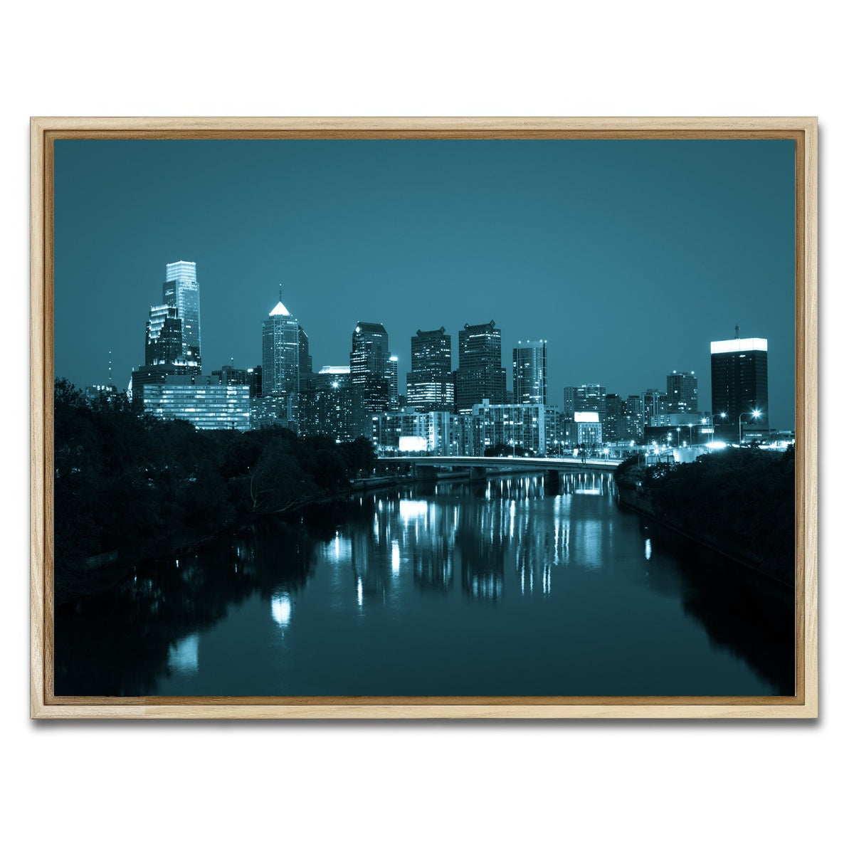 AUTO-MOCKUP WHITE | Night view Philadelphia | 1 Piece | Natural Framed Canvas | group=4x3