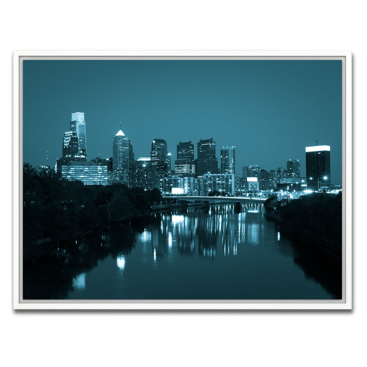 AUTO-MOCKUP WHITE | Night view Philadelphia | 1 Piece | White Framed Canvas | group=4x3