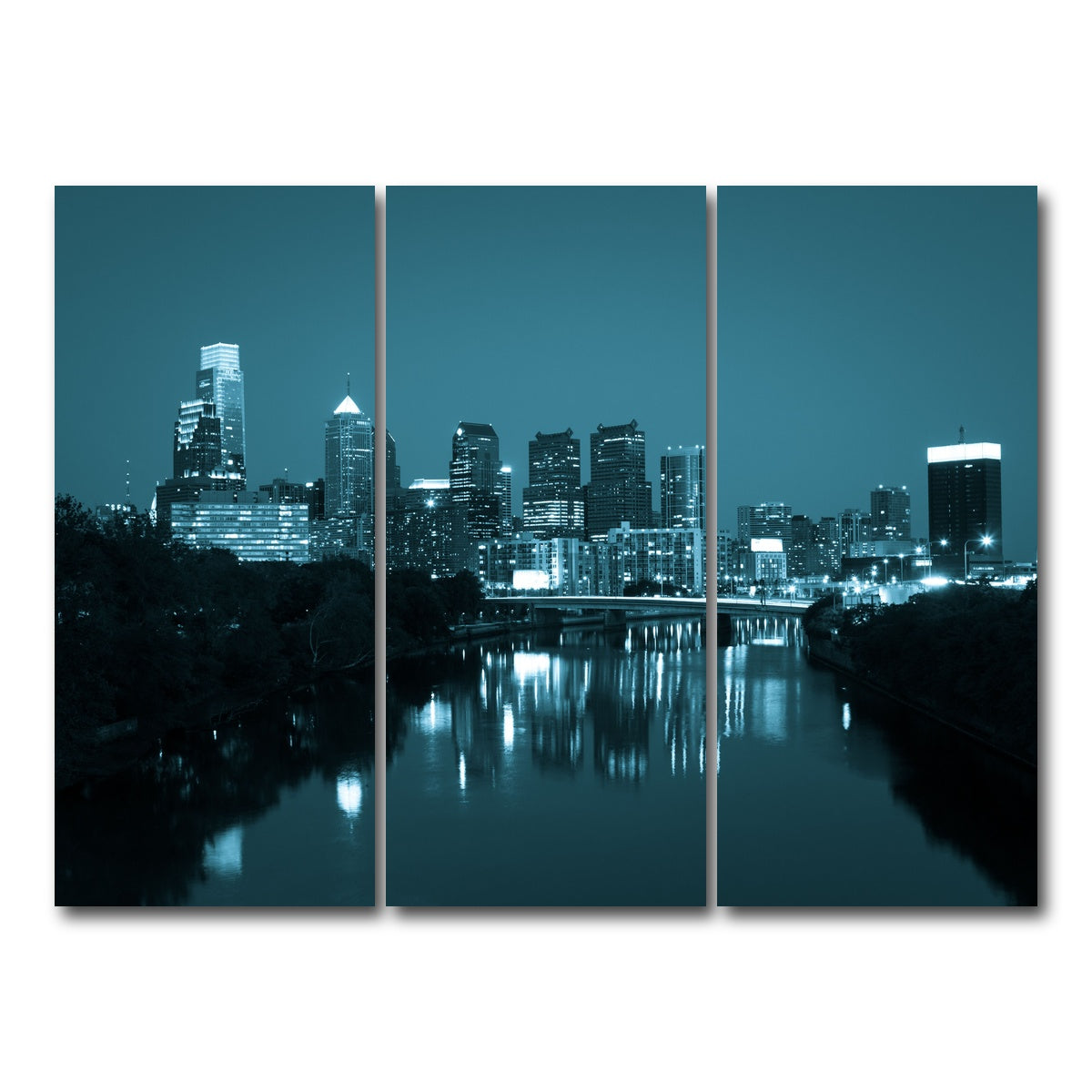 AUTO-MOCKUP WHITE | Night view Philadelphia | 3 Piece | Gallery Wrap Canvas | group=8x18