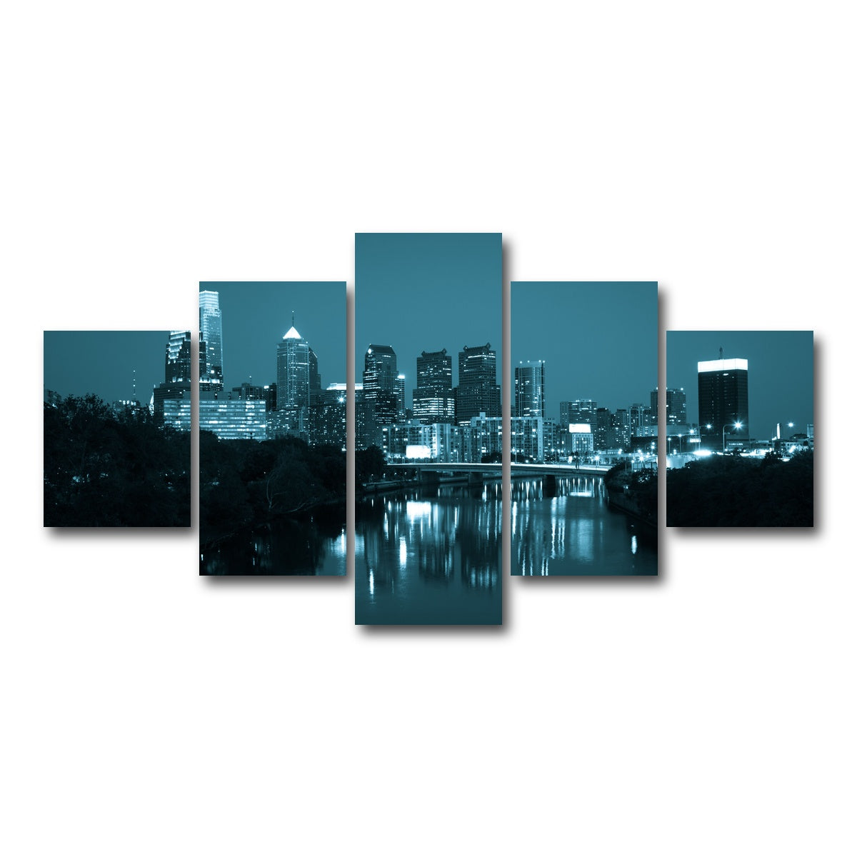 AUTO-MOCKUP WHITE | Night view Philadelphia | 5 Piece | Gallery Wrap Canvas | group=5_short