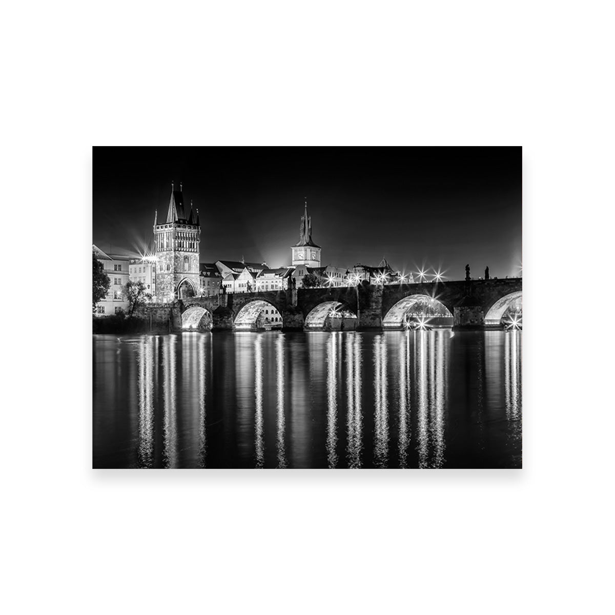 Night impression of Charles Bridge in Prague Wall Art