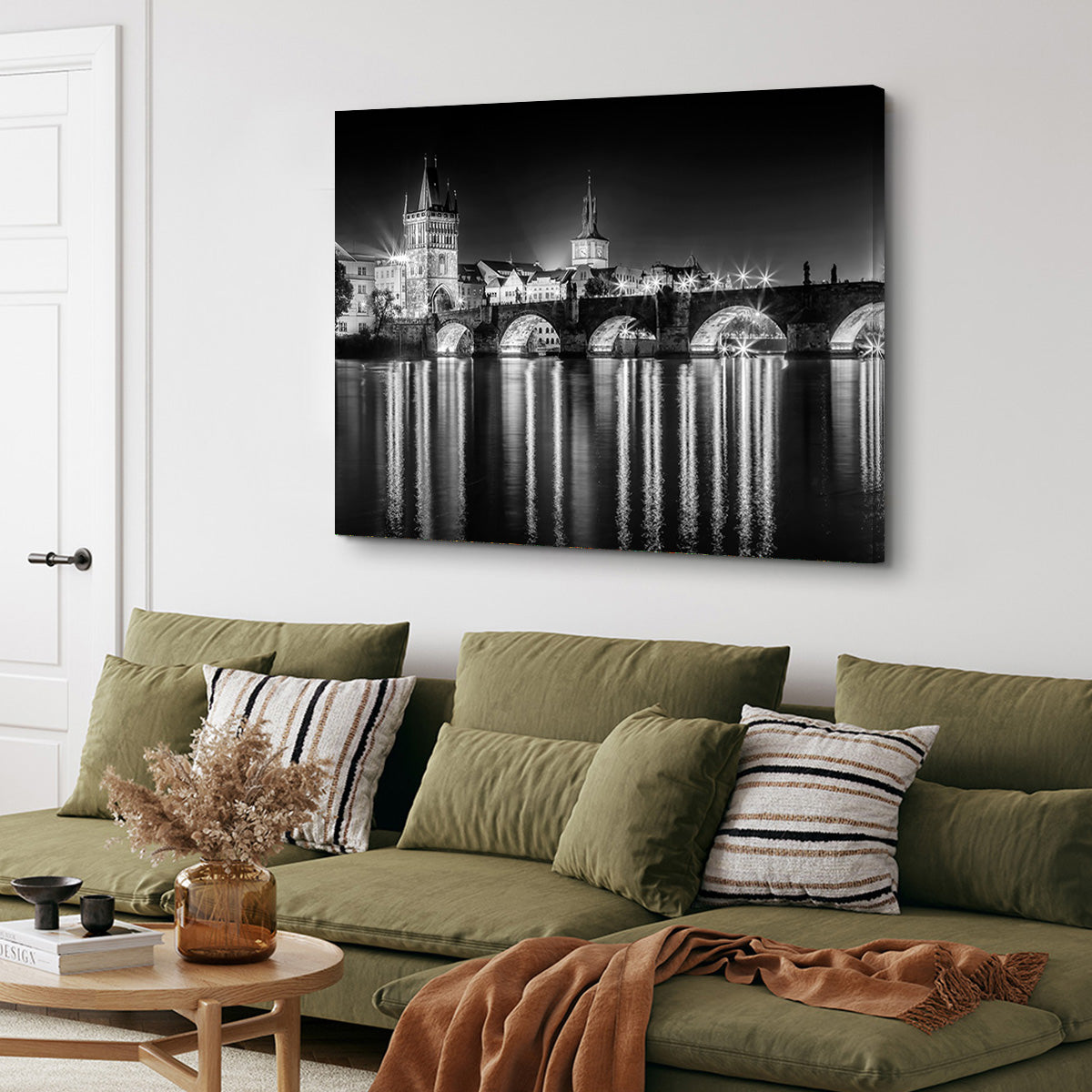 Night impression of Charles Bridge in Prague Wall Art