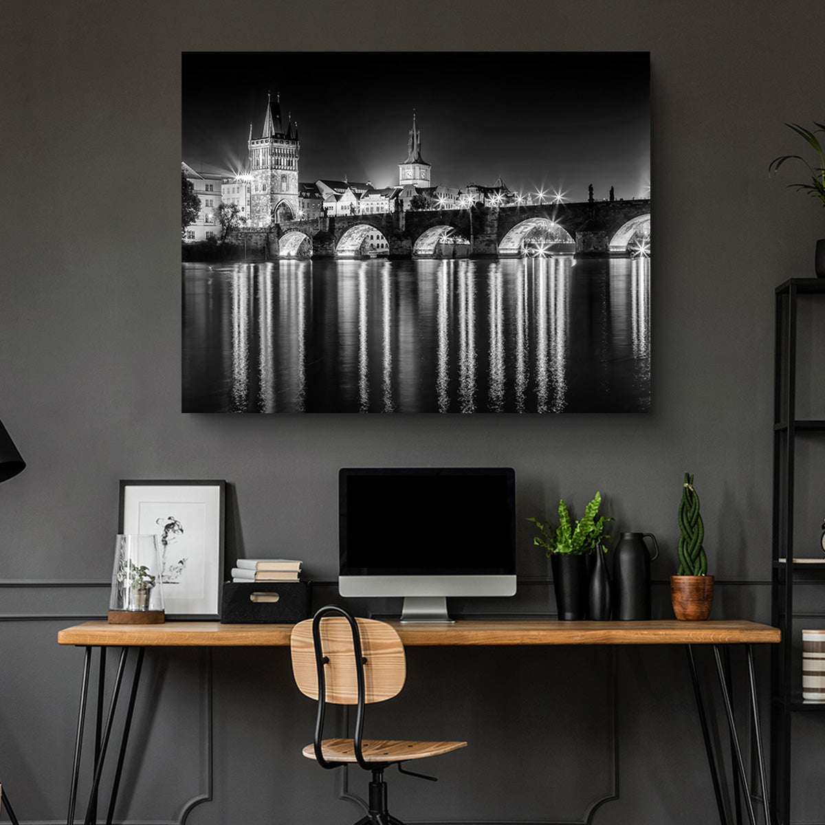 Night impression of Charles Bridge in Prague Wall Art