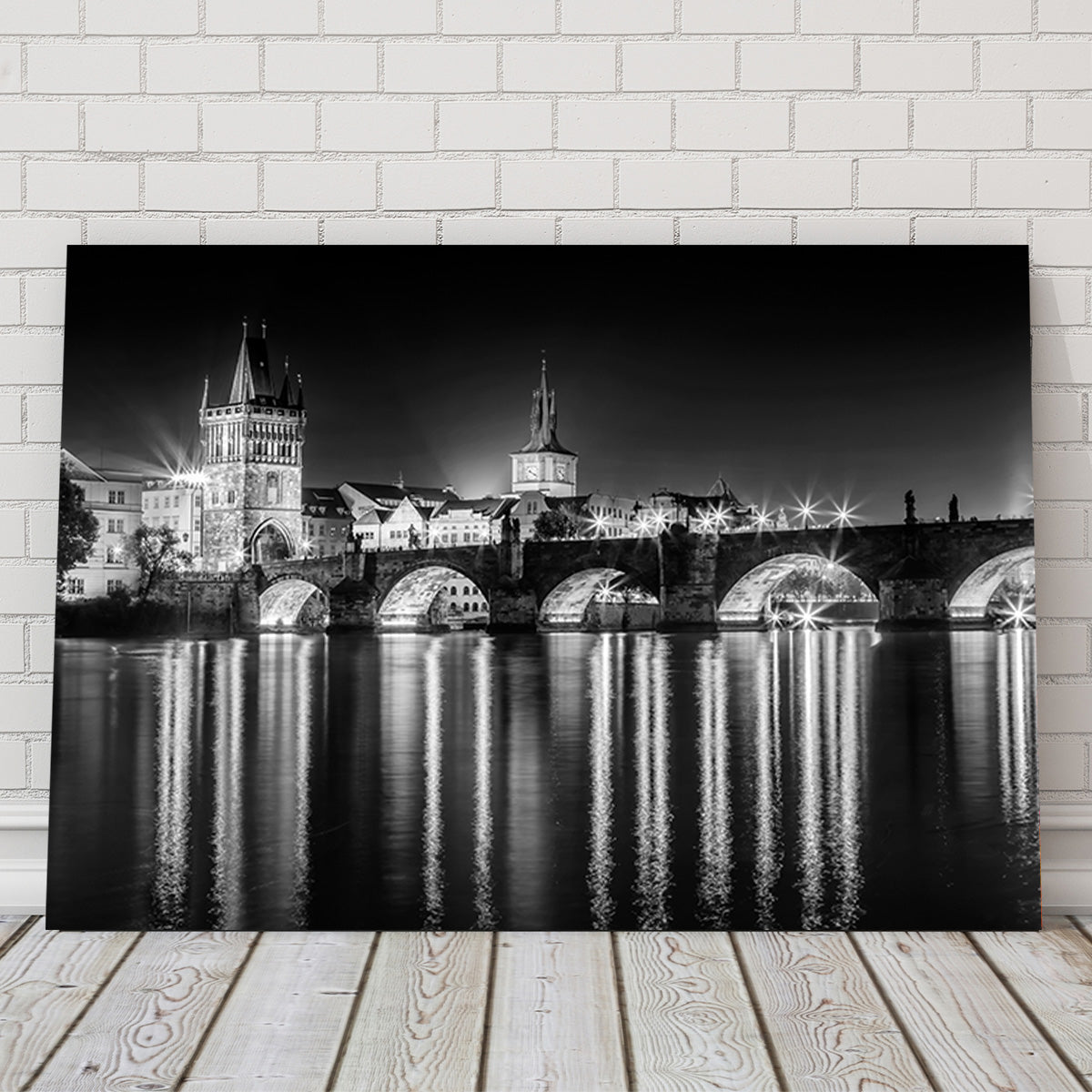 Night impression of Charles Bridge in Prague Wall Art