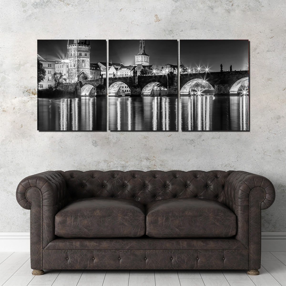 Night impression of Charles Bridge in Prague Wall Art