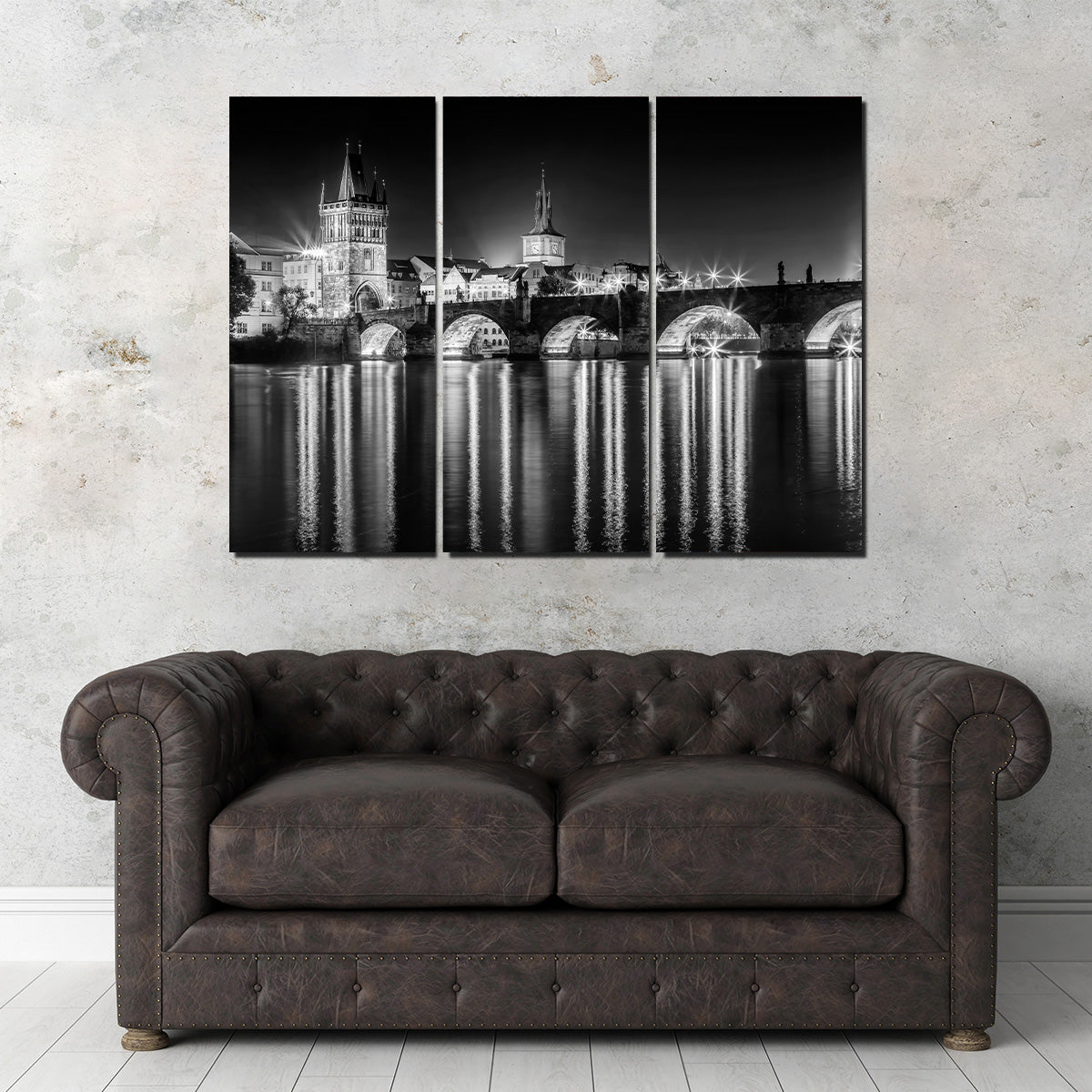 Night impression of Charles Bridge in Prague Wall Art