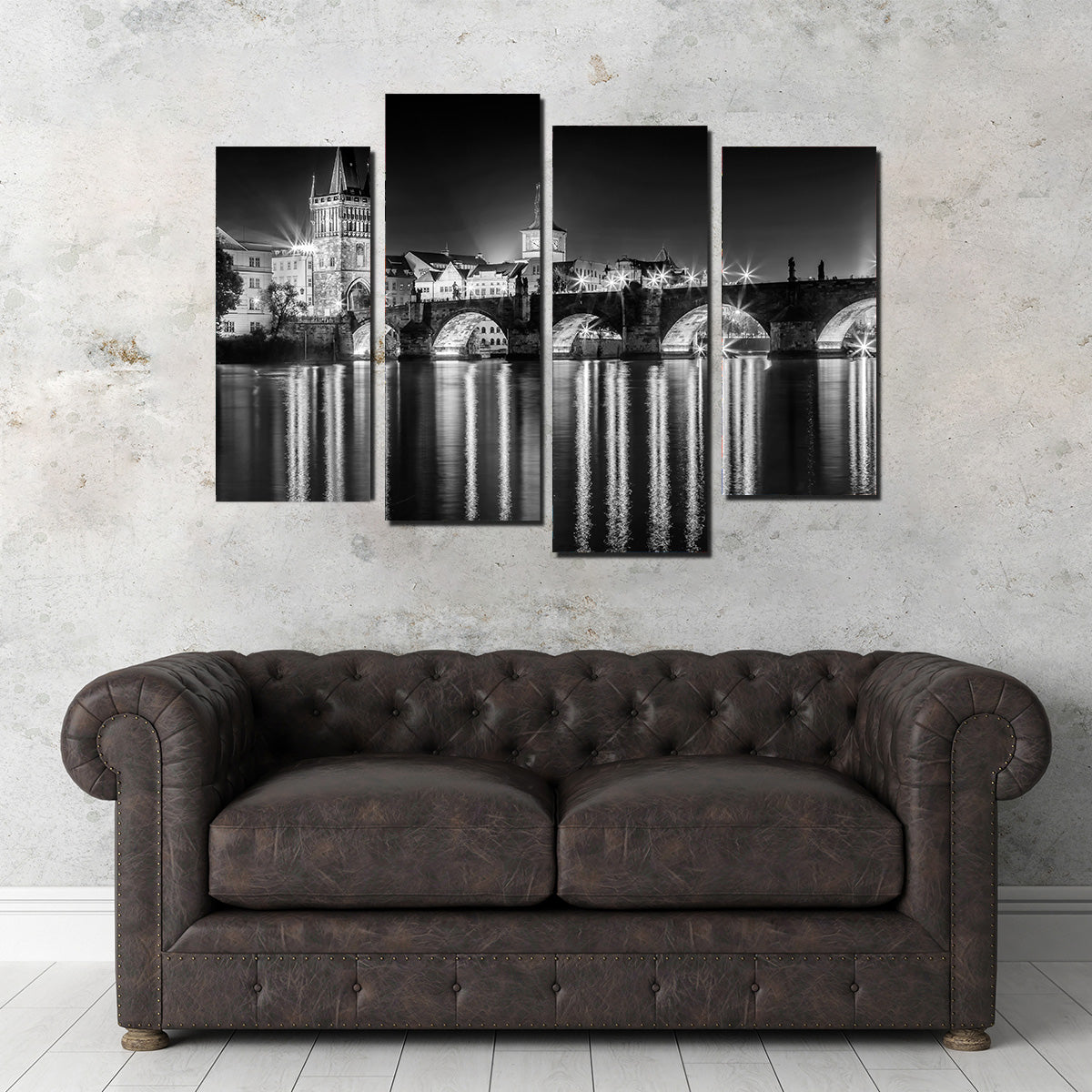 Night impression of Charles Bridge in Prague Wall Art