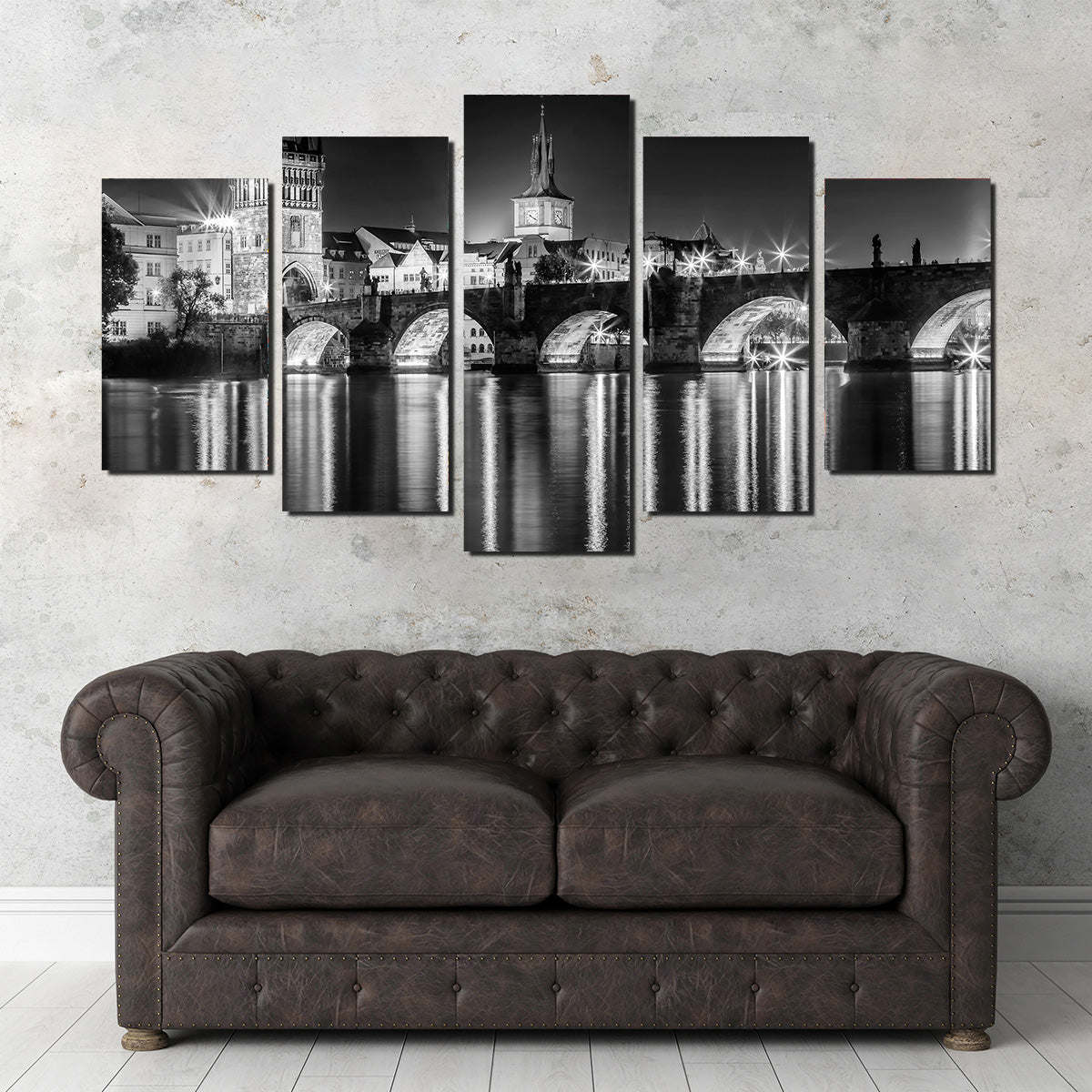 Night impression of Charles Bridge in Prague Wall Art