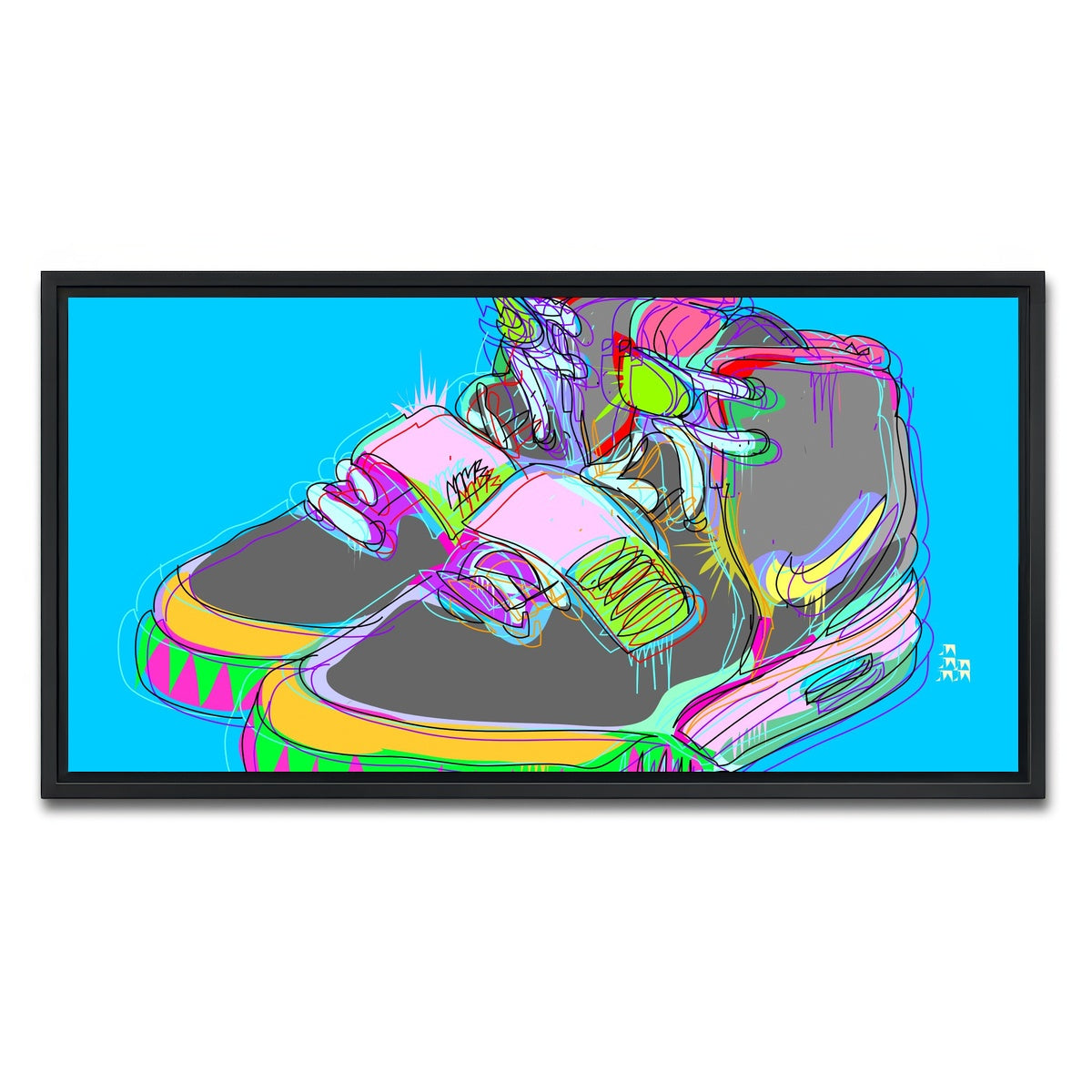 AUTO-MOCKUP WHITE | Nike Air Yeezy 2 | 1 Piece | Black Framed Canvas | group=2x1