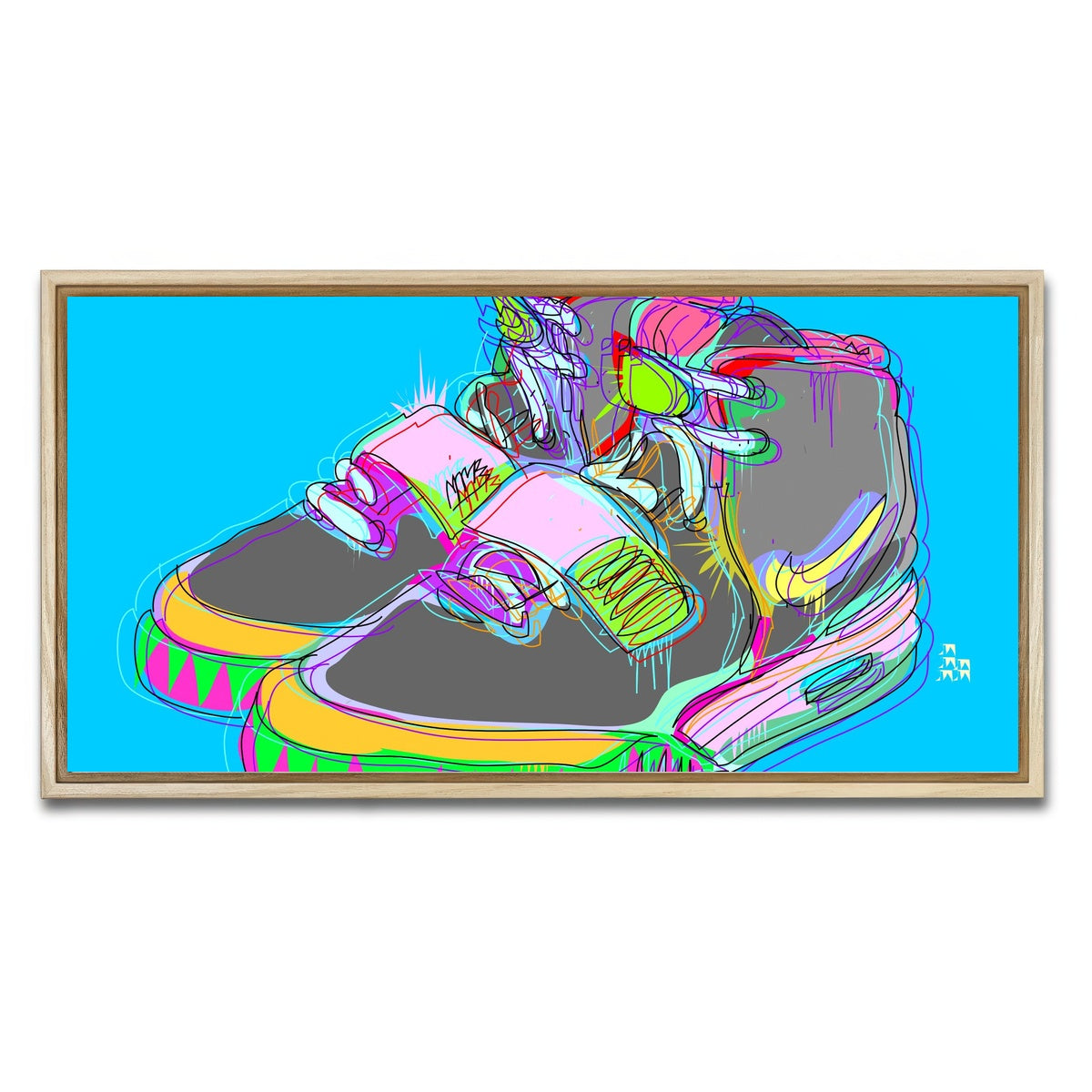 AUTO-MOCKUP WHITE | Nike Air Yeezy 2 | 1 Piece | Natural Framed Canvas | group=2x1