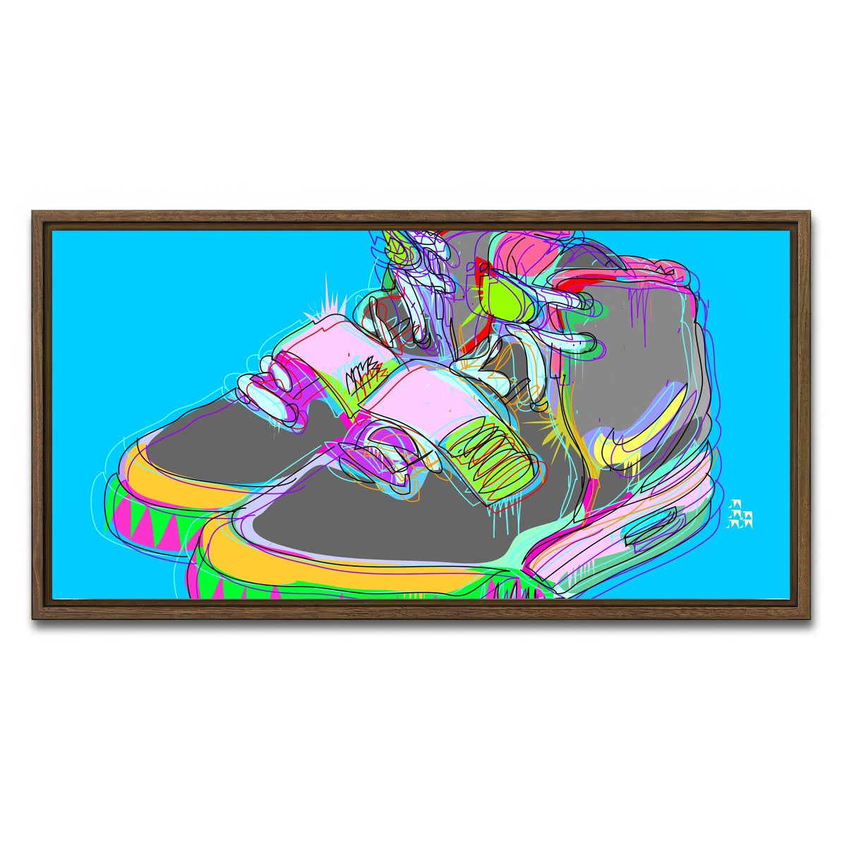 AUTO-MOCKUP WHITE | Nike Air Yeezy 2 | 1 Piece | Walnut Framed Canvas | group=2x1