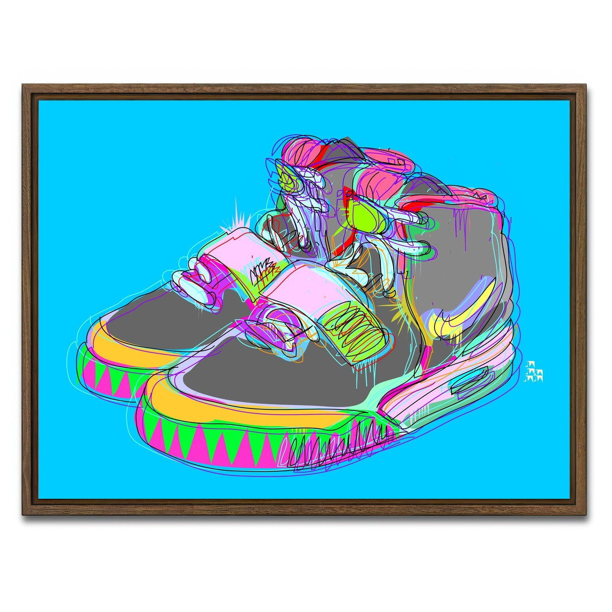 AUTO-MOCKUP WHITE | Nike Air Yeezy 2 | 1 Piece | Walnut Framed Canvas | group=4x3