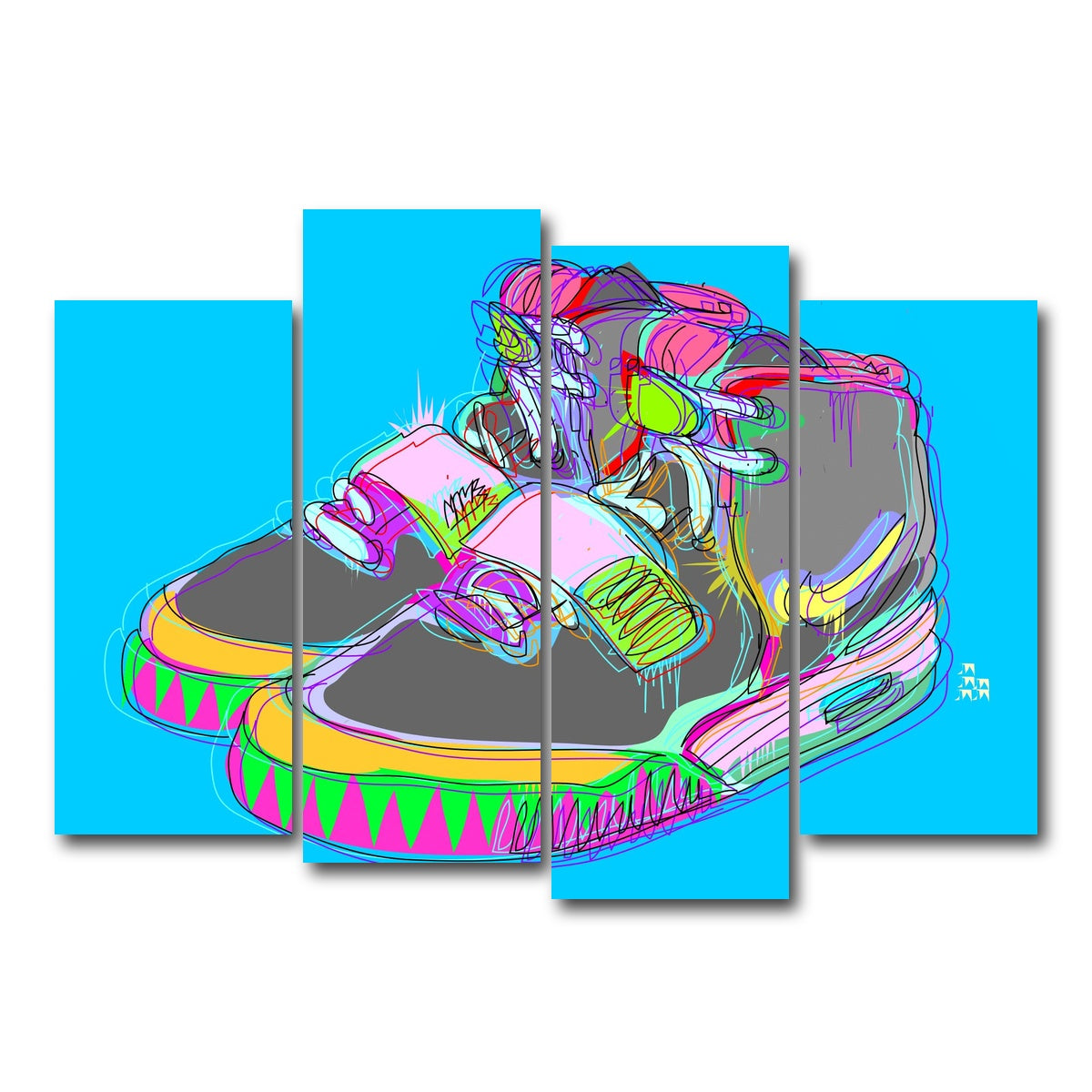 AUTO-MOCKUP WHITE | Nike Air Yeezy 2 | 4 Piece | Gallery Wrap Canvas | group=4_normal