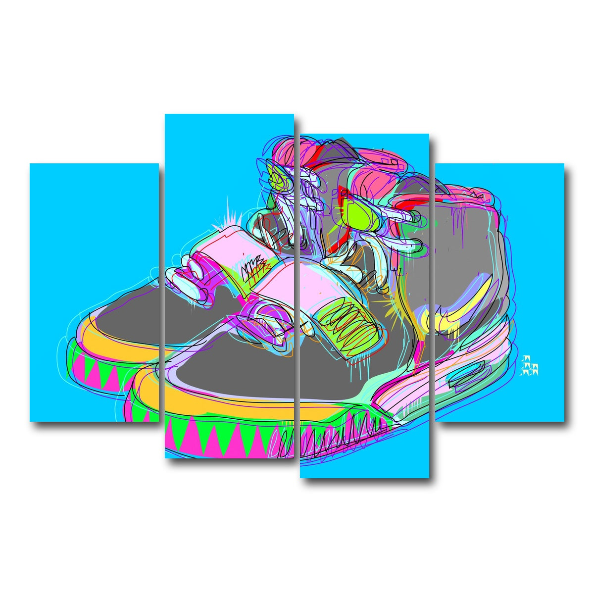 AUTO-MOCKUP WHITE | Nike Air Yeezy 2 | 4 Piece | Gallery Wrap Canvas | group=4_short