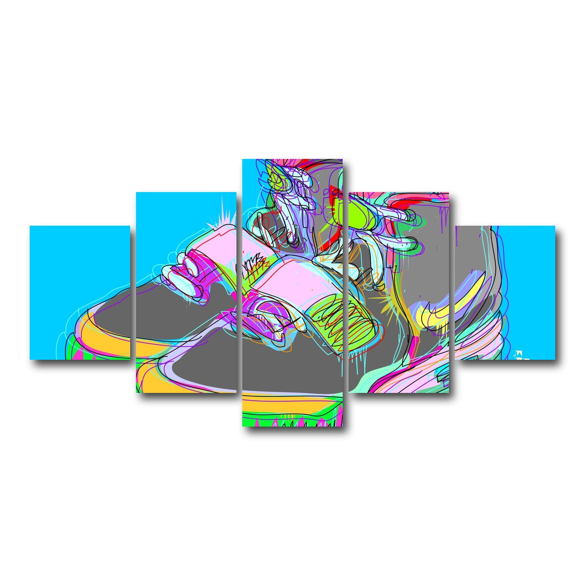 AUTO-MOCKUP WHITE | Nike Air Yeezy 2 | 5 Piece | Gallery Wrap Canvas | group=5_short