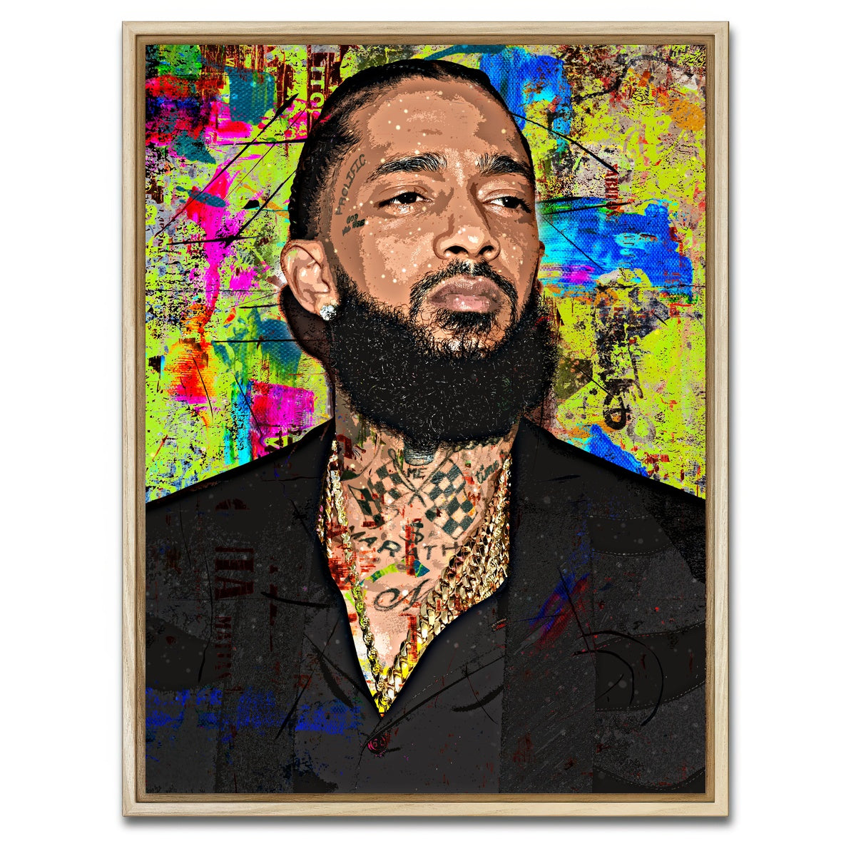 AUTO-MOCKUP WHITE | Nipsey Hussle | 1 Piece | Natural Framed Canvas | group=3x4
