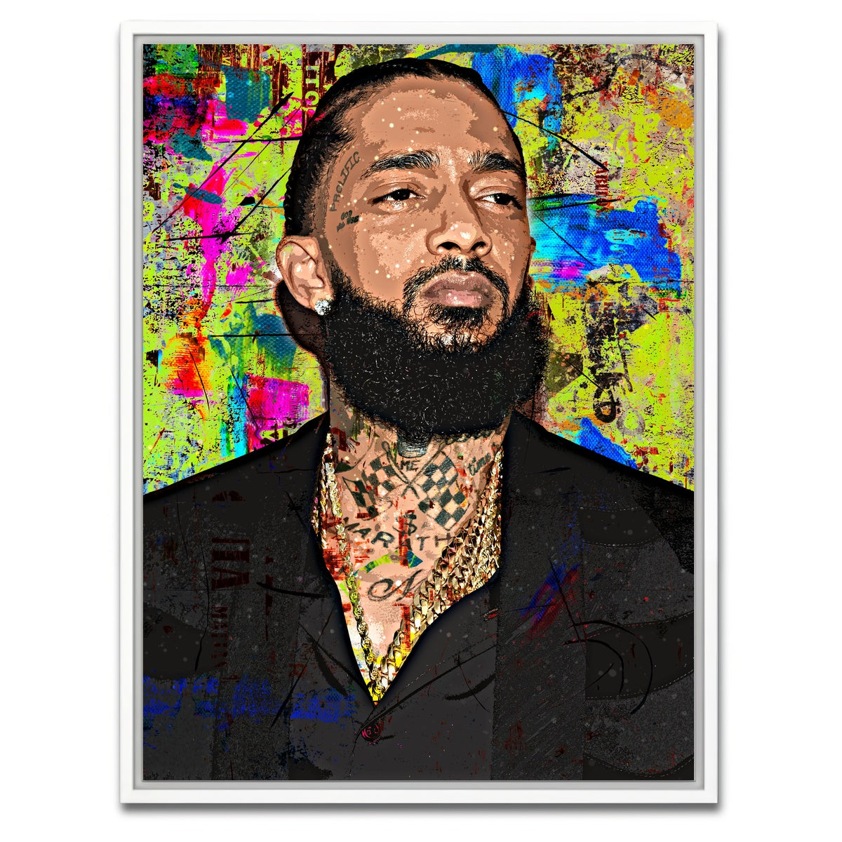 AUTO-MOCKUP WHITE | Nipsey Hussle | 1 Piece | White Framed Canvas | group=3x4