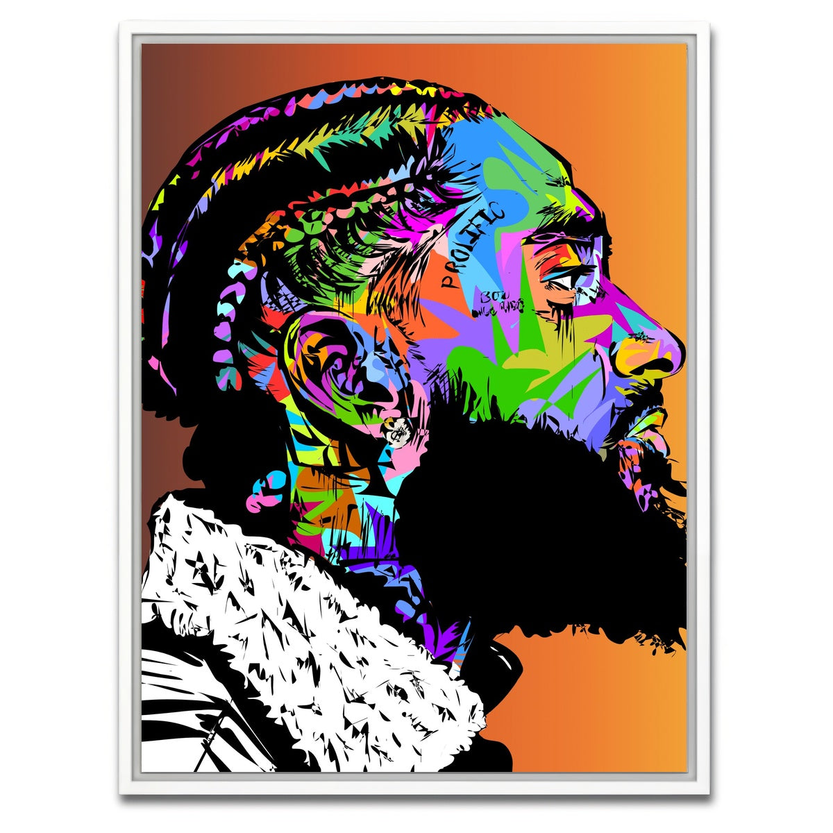 AUTO-MOCKUP WHITE | Nipsey Hustle Rip | 1 Piece | White Framed Canvas | group=3x4