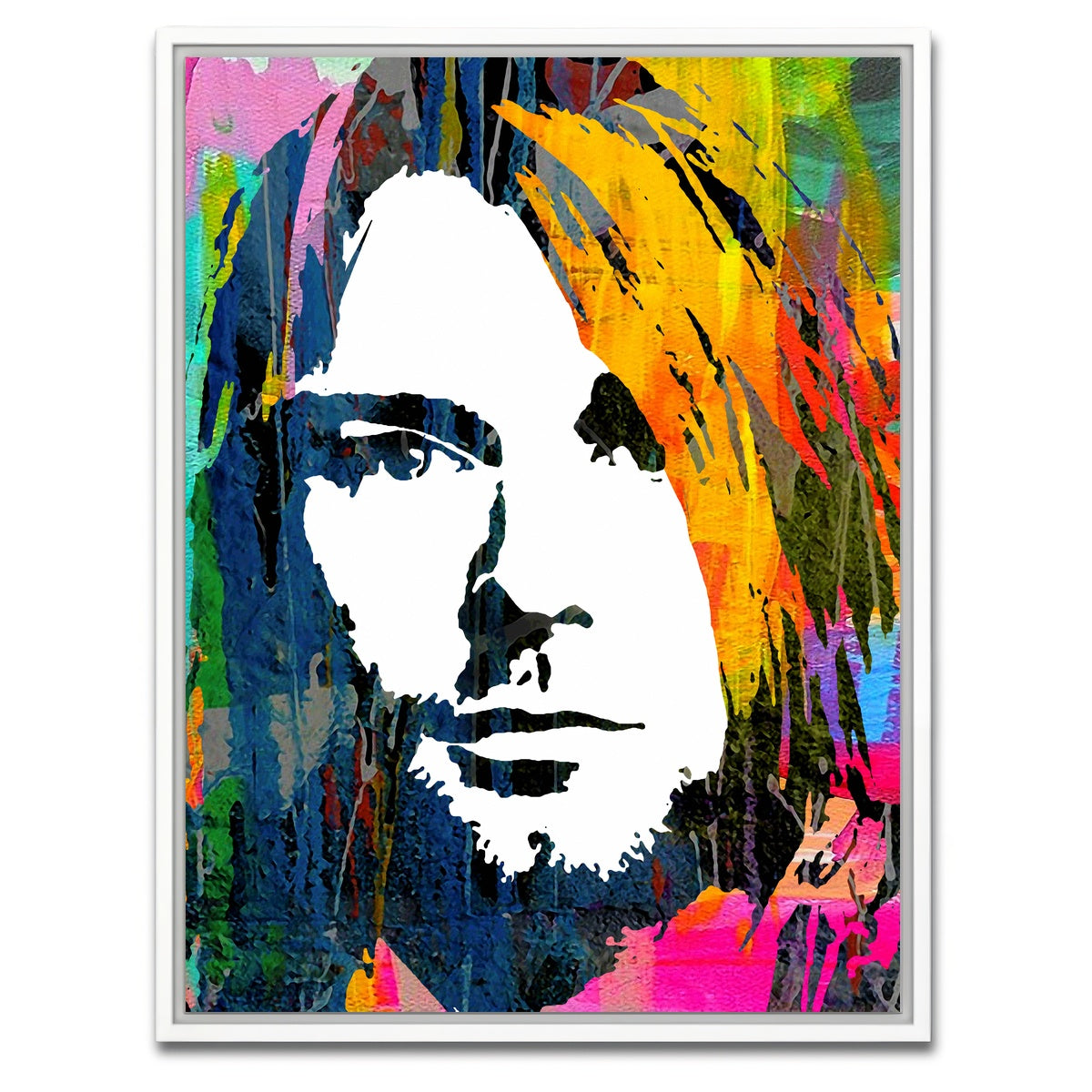 AUTO-MOCKUP WHITE | Nirvana Cobain | 1 Piece | White Framed Canvas | group=3x4