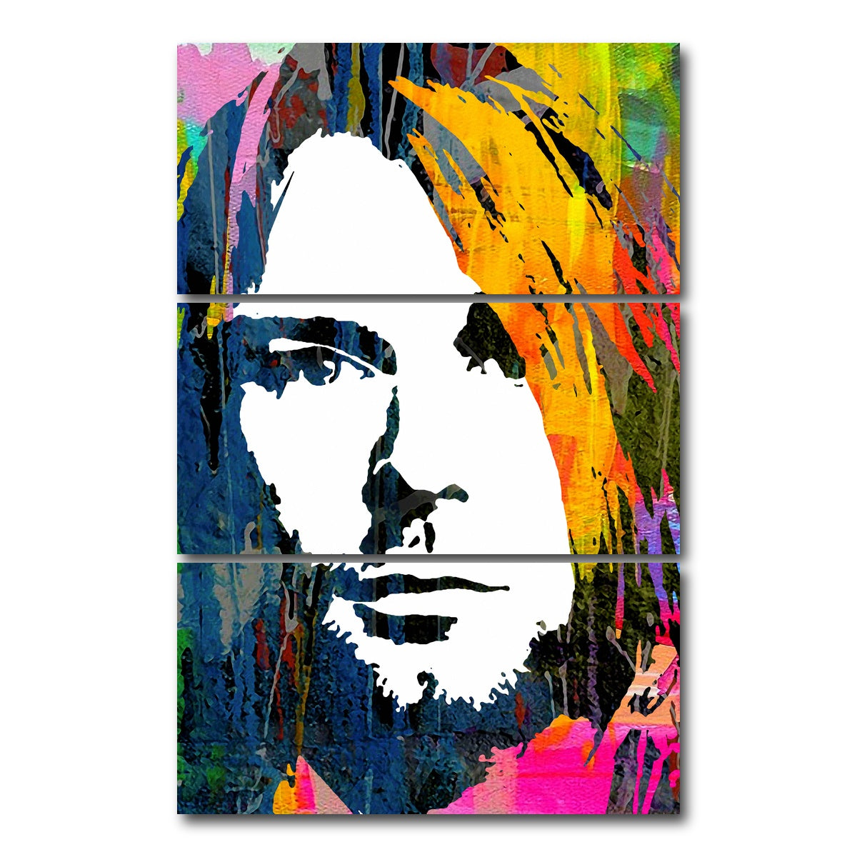 AUTO-MOCKUP WHITE | Nirvana Cobain | 3 Piece | Gallery Wrap Canvas | group=12x24_stacked