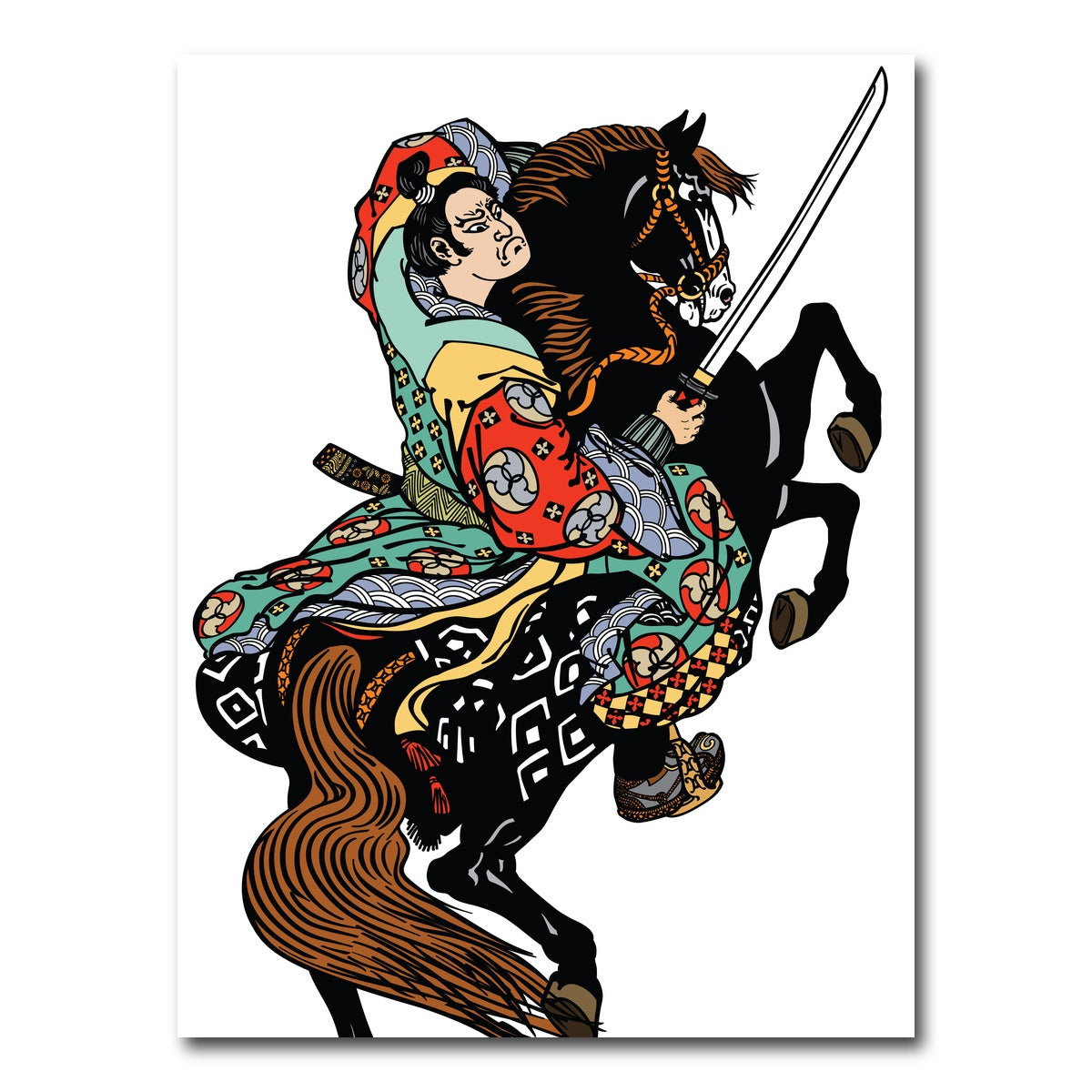 AUTO-MOCKUP WHITE | Noble samurai horseman | 1 Piece | Gallery Wrap Canvas | group=3x4