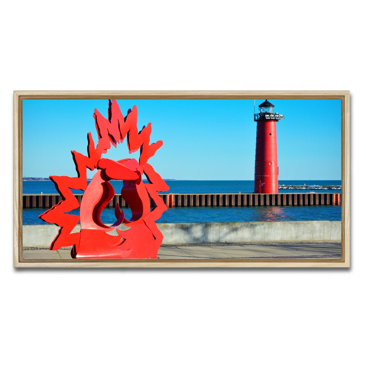 AUTO-MOCKUP WHITE | North Pier Lighthouse | 1 Piece | Natural Framed Canvas | group=2x1