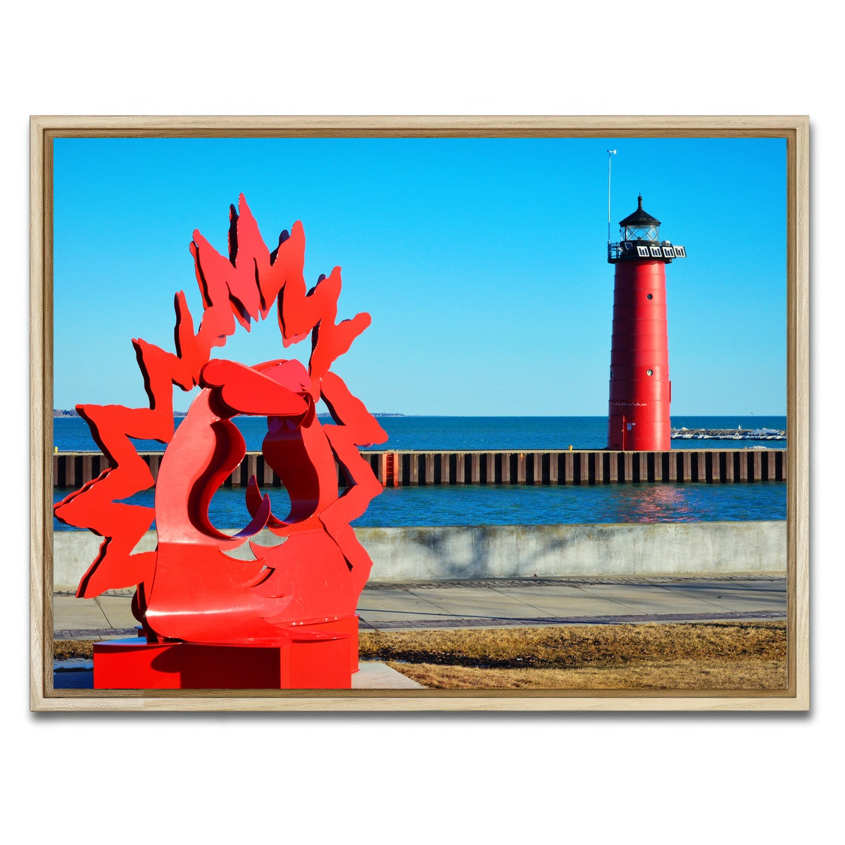 AUTO-MOCKUP WHITE | North Pier Lighthouse | 1 Piece | Natural Framed Canvas | group=4x3