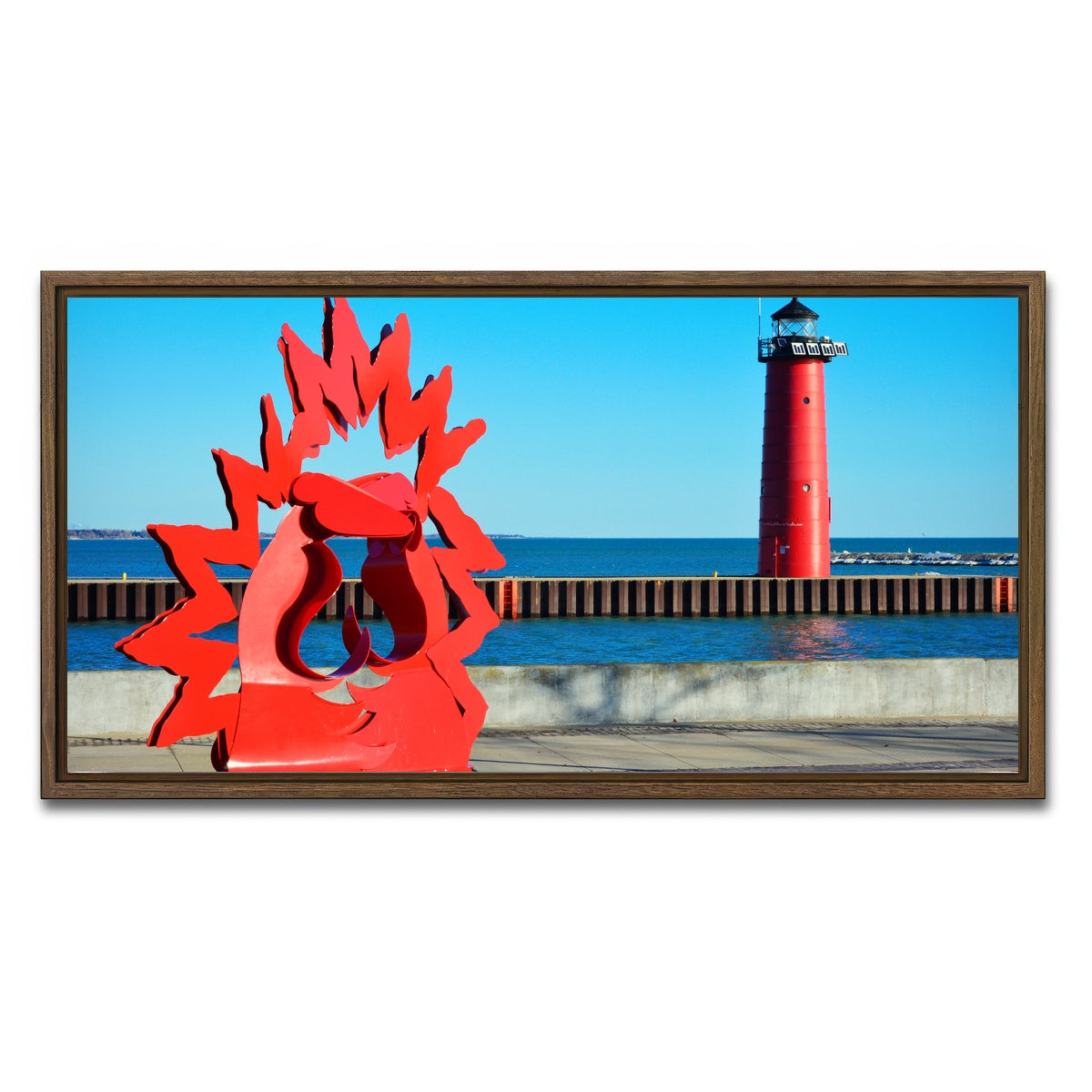 AUTO-MOCKUP WHITE | North Pier Lighthouse | 1 Piece | Walnut Framed Canvas | group=2x1