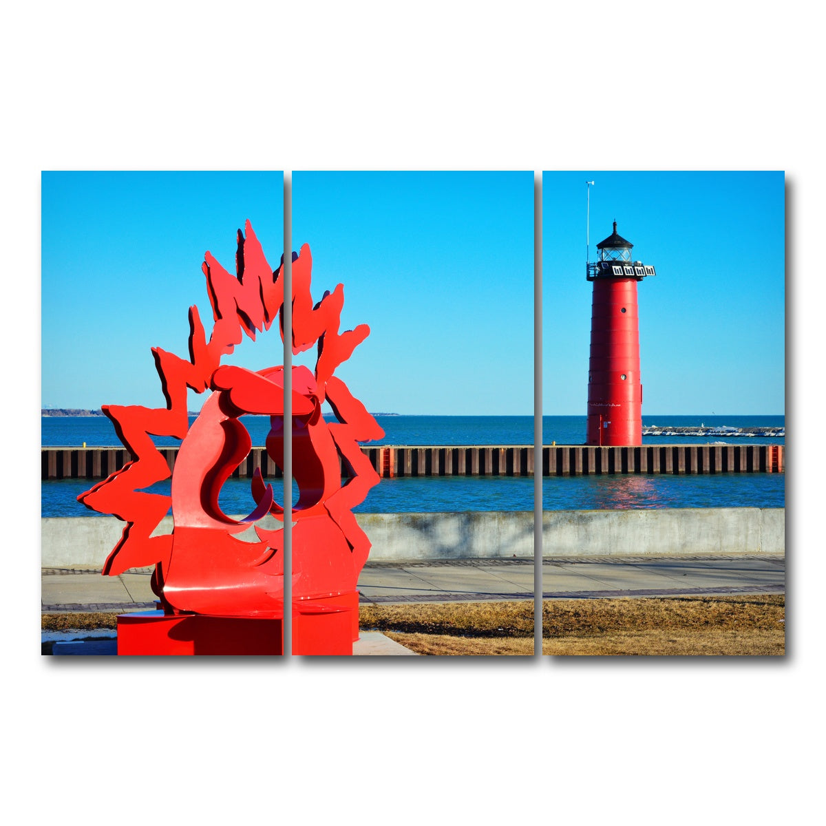 AUTO-MOCKUP WHITE | North Pier Lighthouse | 3 Piece | Gallery Wrap Canvas | group=12x24