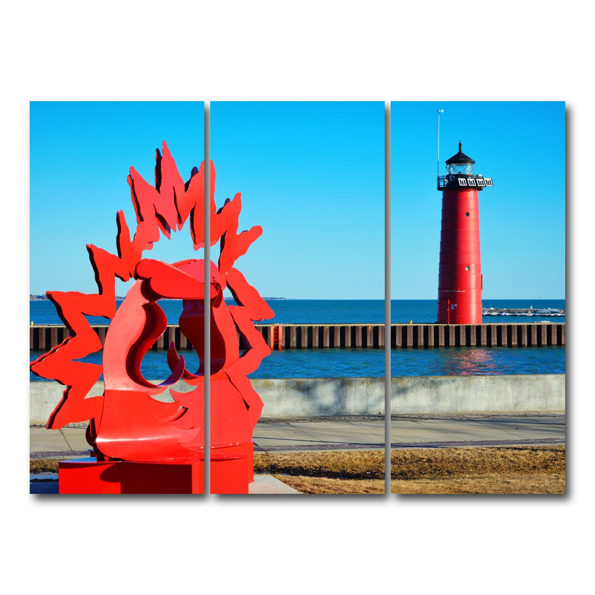 AUTO-MOCKUP WHITE | North Pier Lighthouse | 3 Piece | Gallery Wrap Canvas | group=8x18