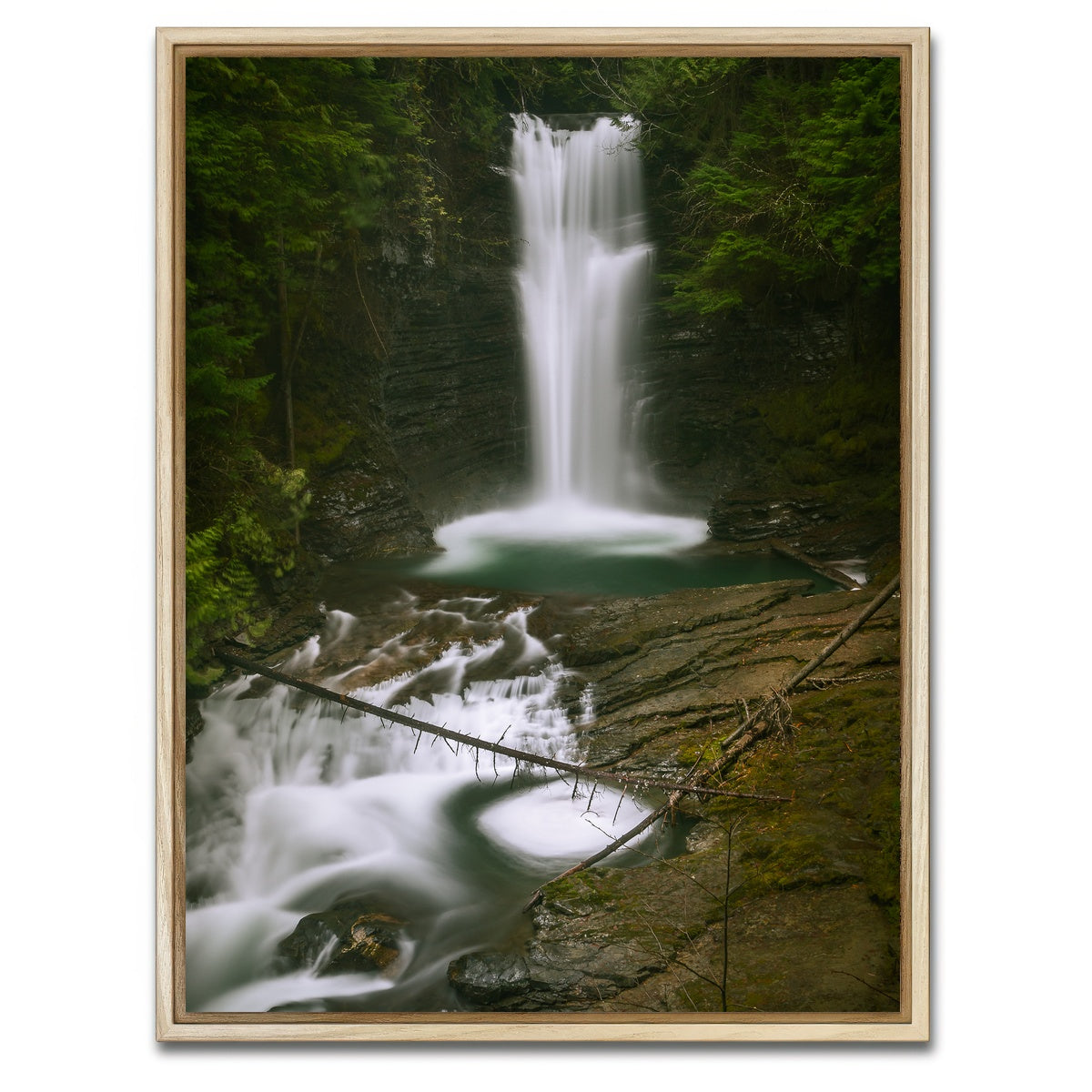 AUTO-MOCKUP WHITE | Northern BC Waterfall | 1 Piece | Natural Framed Canvas | group=3x4