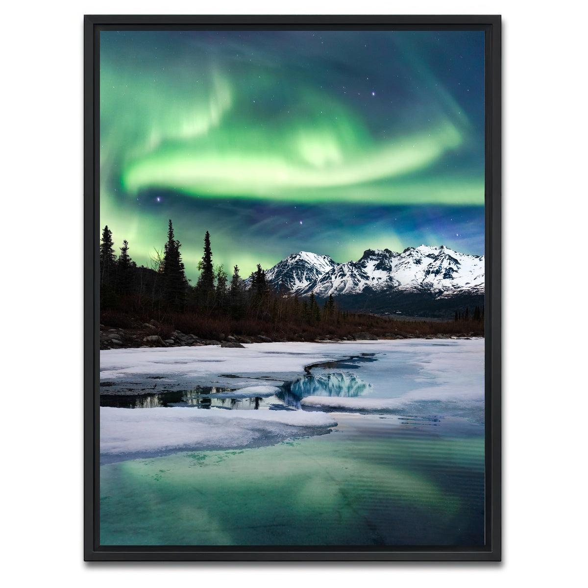 AUTO-MOCKUP WHITE | Northern Lights Landscape | 1 Piece | Black Framed Canvas | group=3x4