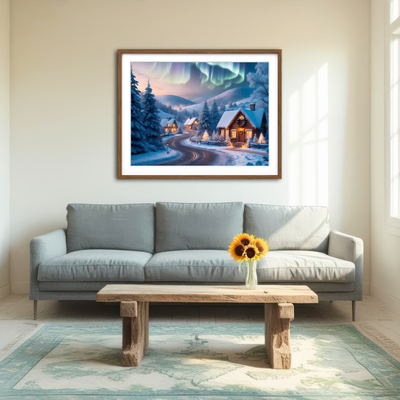 AUTO-MOCKUP ROOM | Northern Lights painting Wall Art