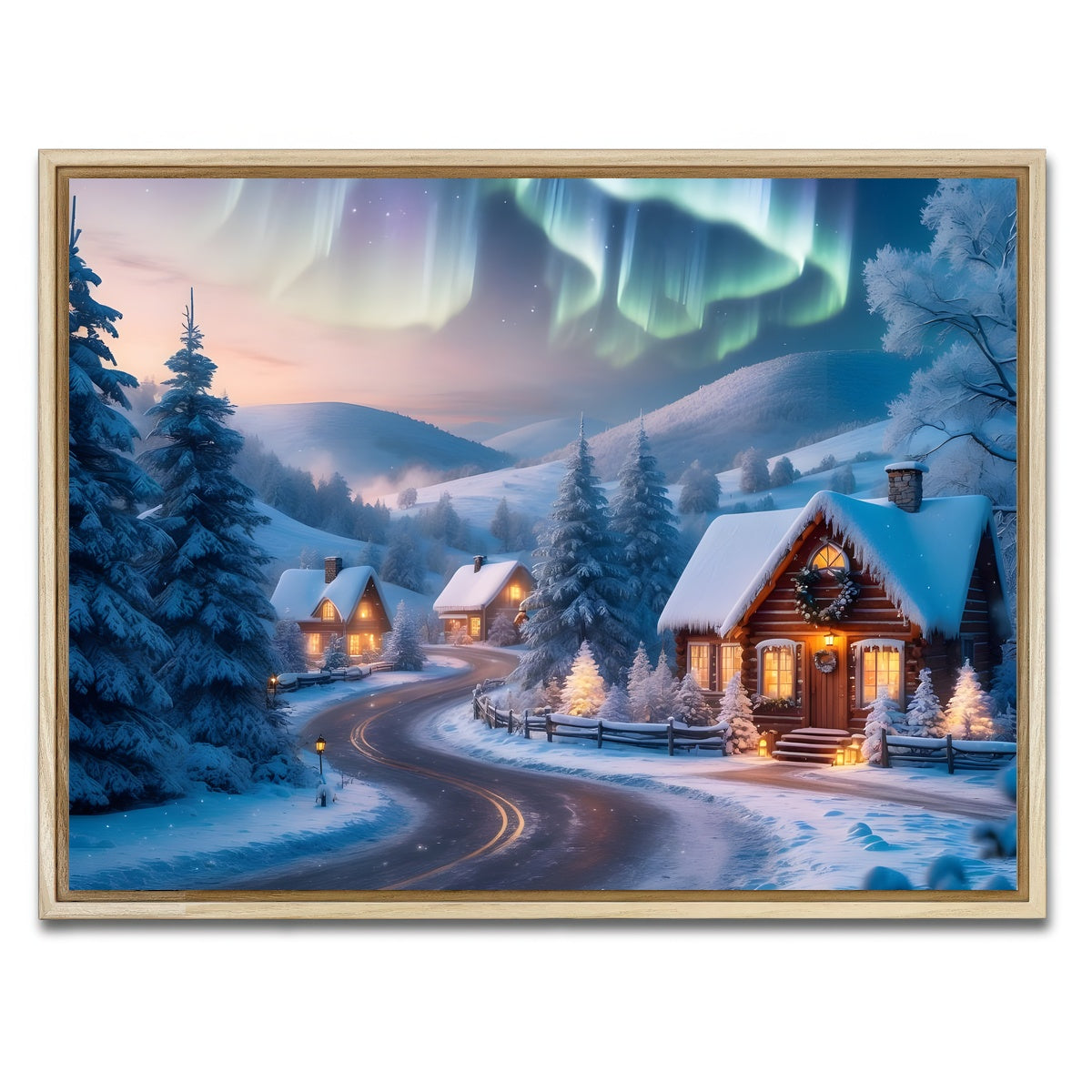 AUTO-MOCKUP WHITE | Northern Lights Painting | 1 Piece | Natural Framed Canvas | group=4x3