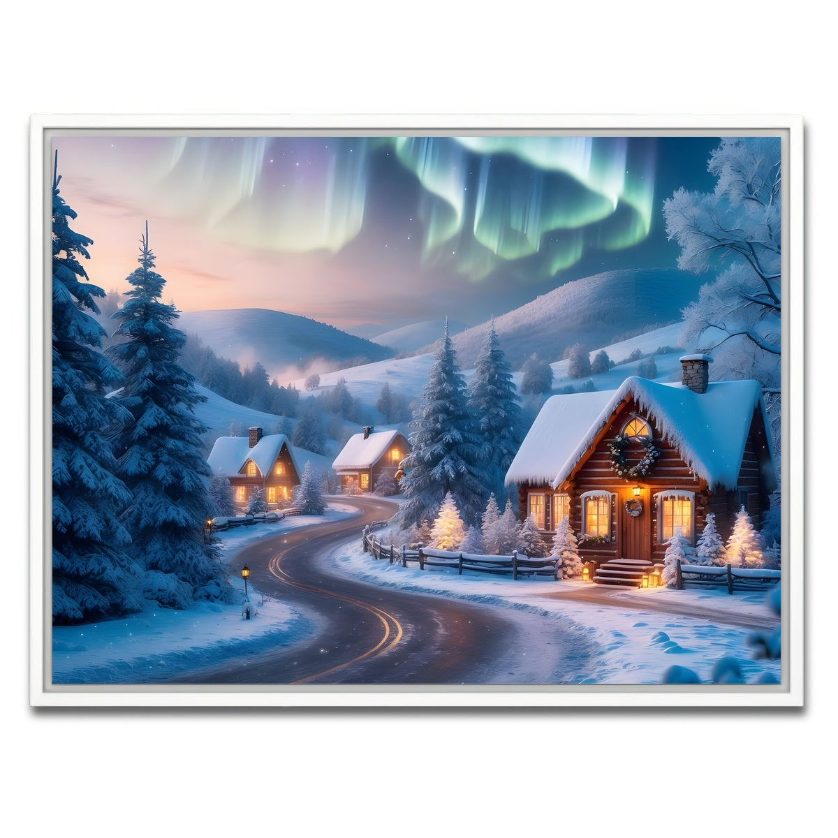 AUTO-MOCKUP WHITE | Northern Lights Painting | 1 Piece | White Framed Canvas | group=4x3