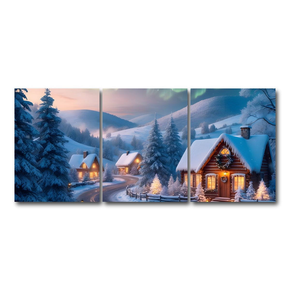 AUTO-MOCKUP WHITE | Northern Lights Painting | 3 Piece | Gallery Wrap Canvas | group=18x24