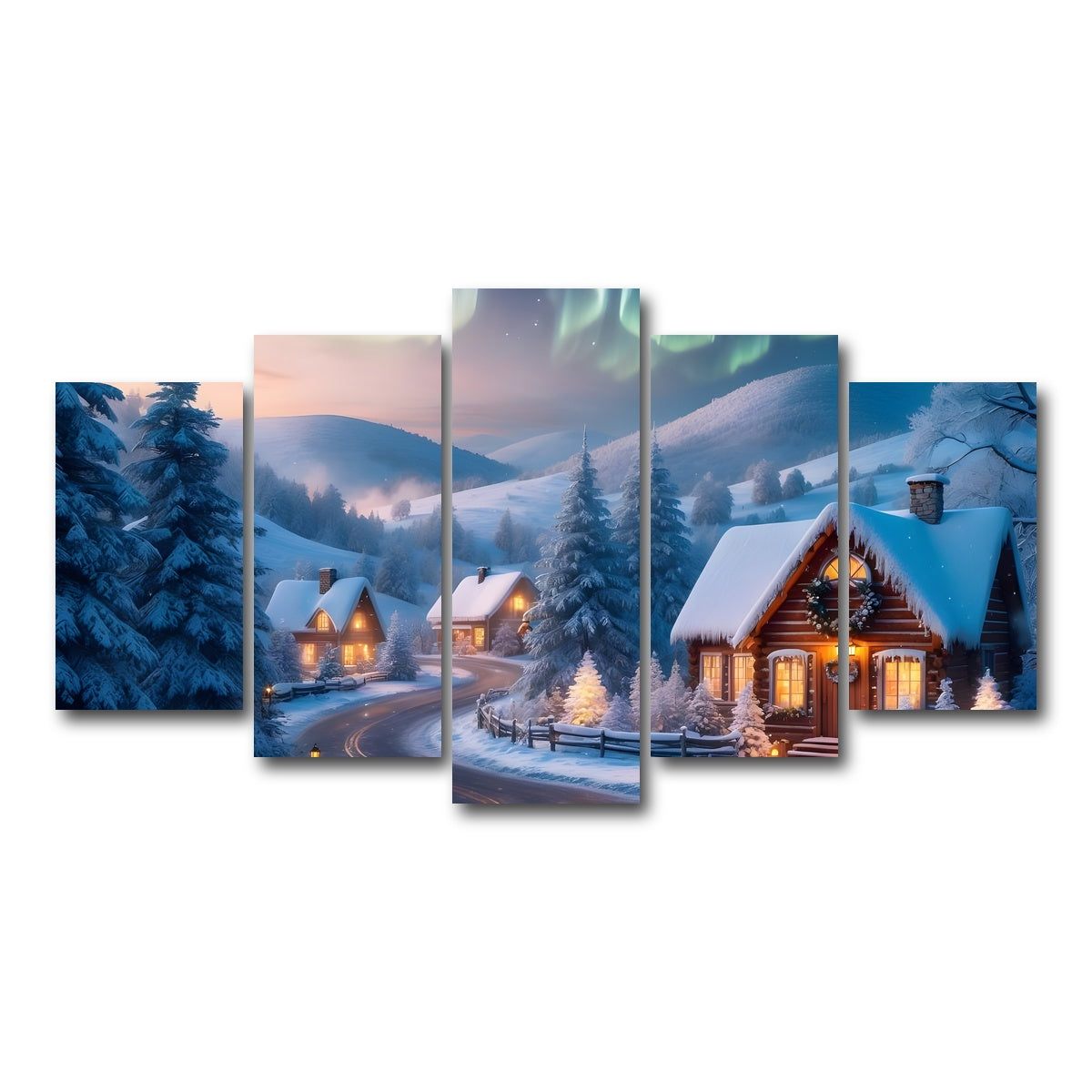 AUTO-MOCKUP WHITE | Northern Lights Painting | 5 Piece | Gallery Wrap Canvas | group=5_normal