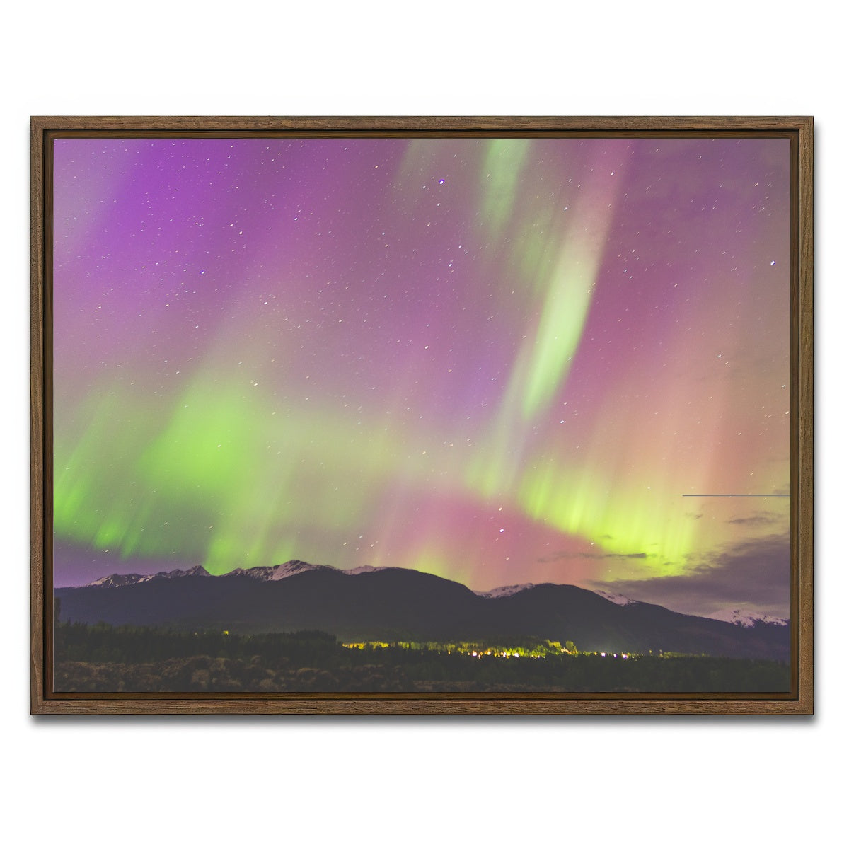 AUTO-MOCKUP WHITE | Northern Lights Purple | 1 Piece | Walnut Framed Canvas | group=4x3