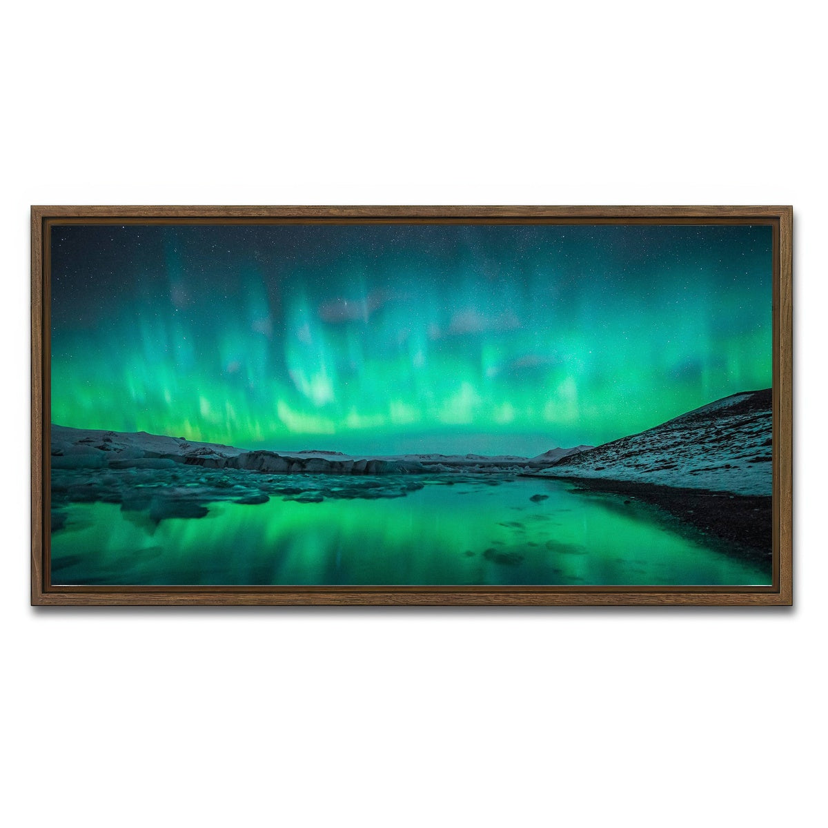 AUTO-MOCKUP WHITE | Northern Lights | 1 Piece | Walnut Framed Canvas | group=2x1
