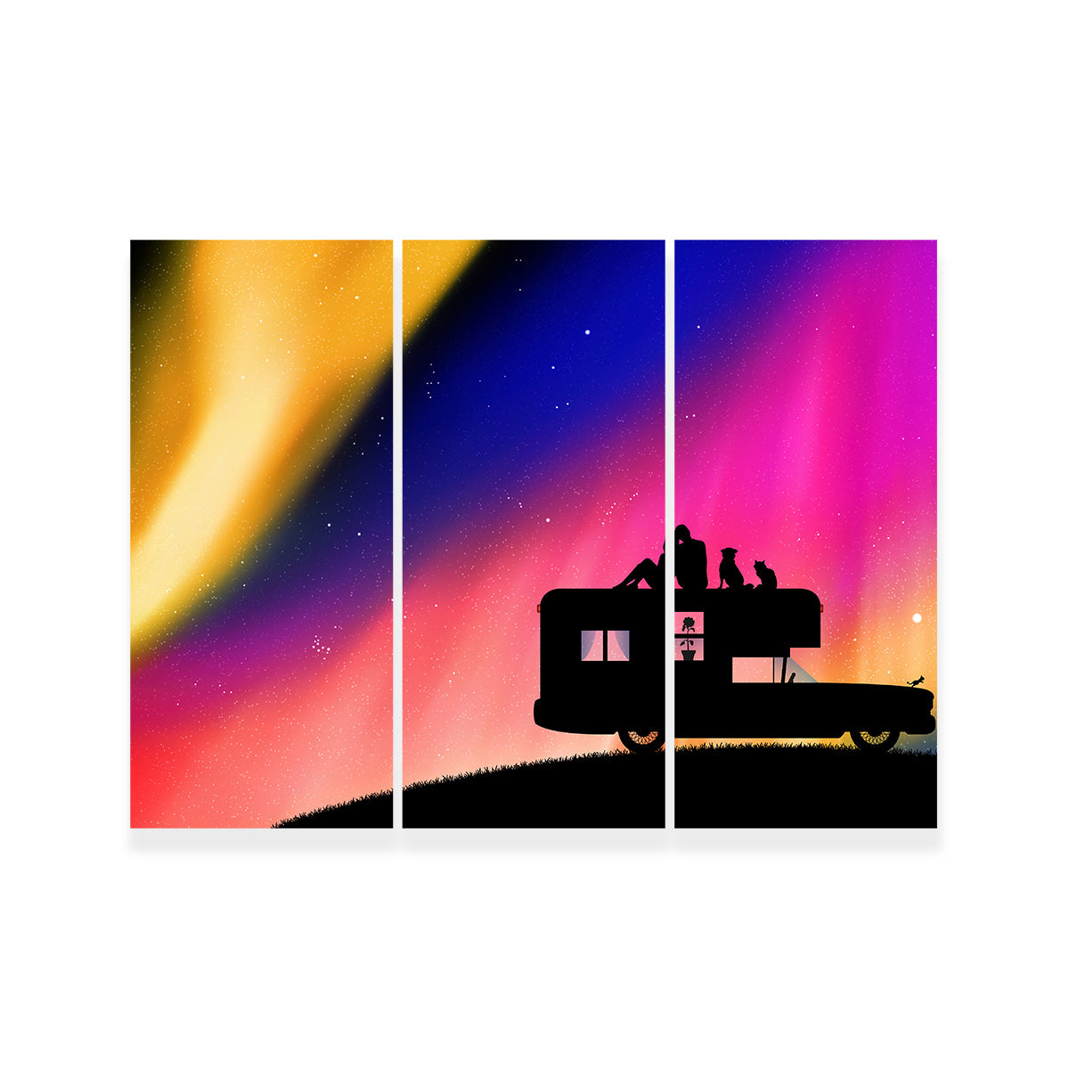Northern lights Camping Wall Art