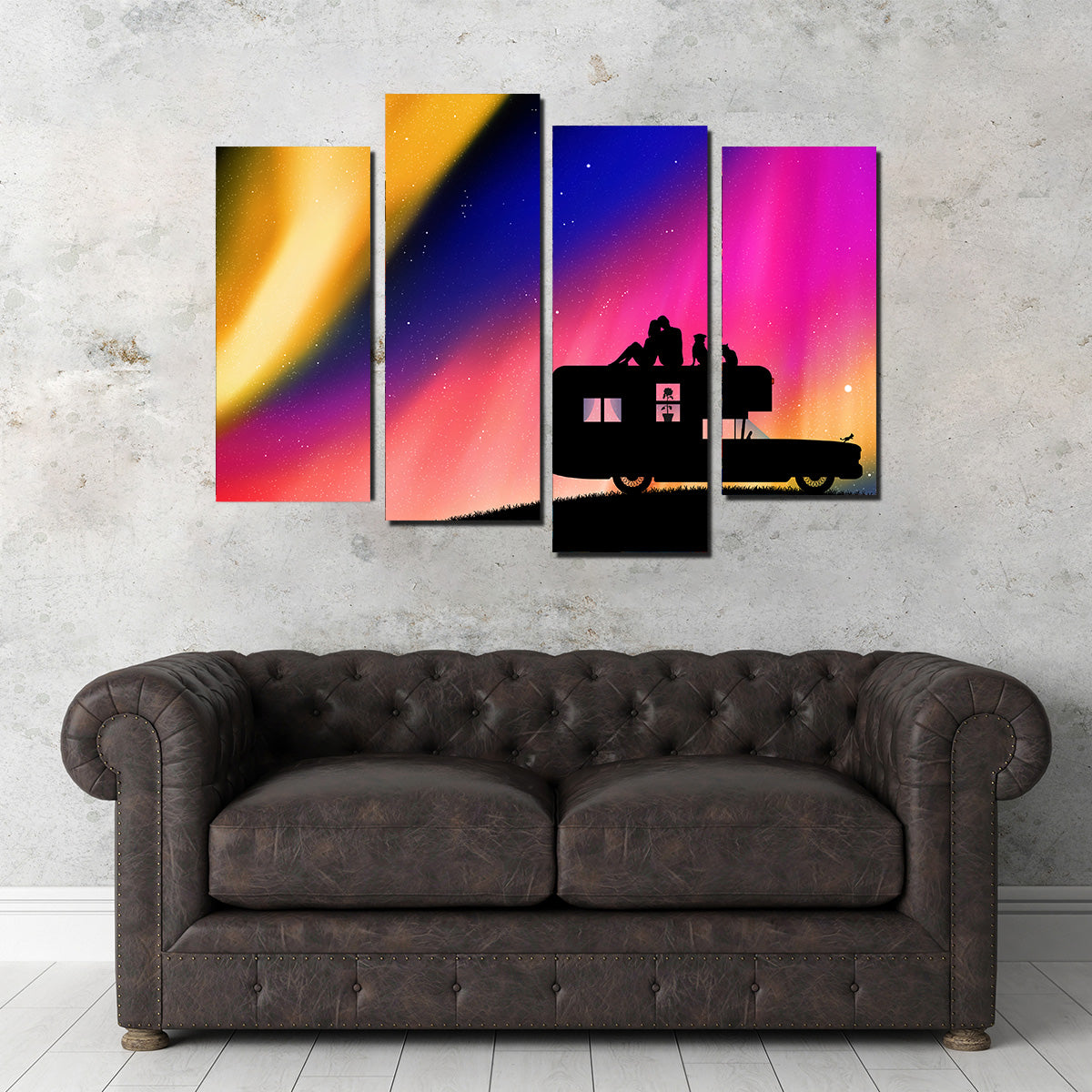 Northern lights Camping Wall Art