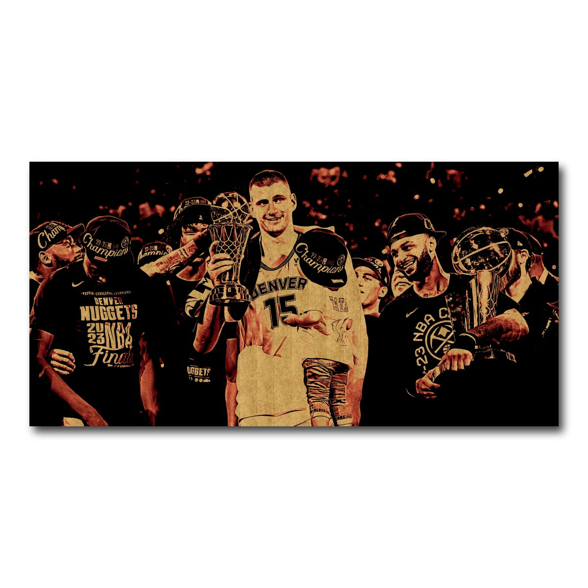 AUTO-MOCKUP WHITE | Nuggets Champions Gold | 1 Piece | Gallery Wrap Canvas | group=2x1