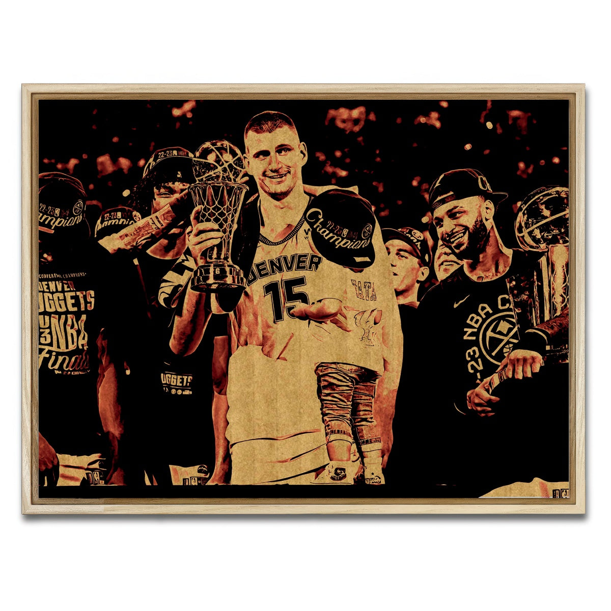 AUTO-MOCKUP WHITE | Nuggets Champions Gold | 1 Piece | Natural Framed Canvas | group=4x3